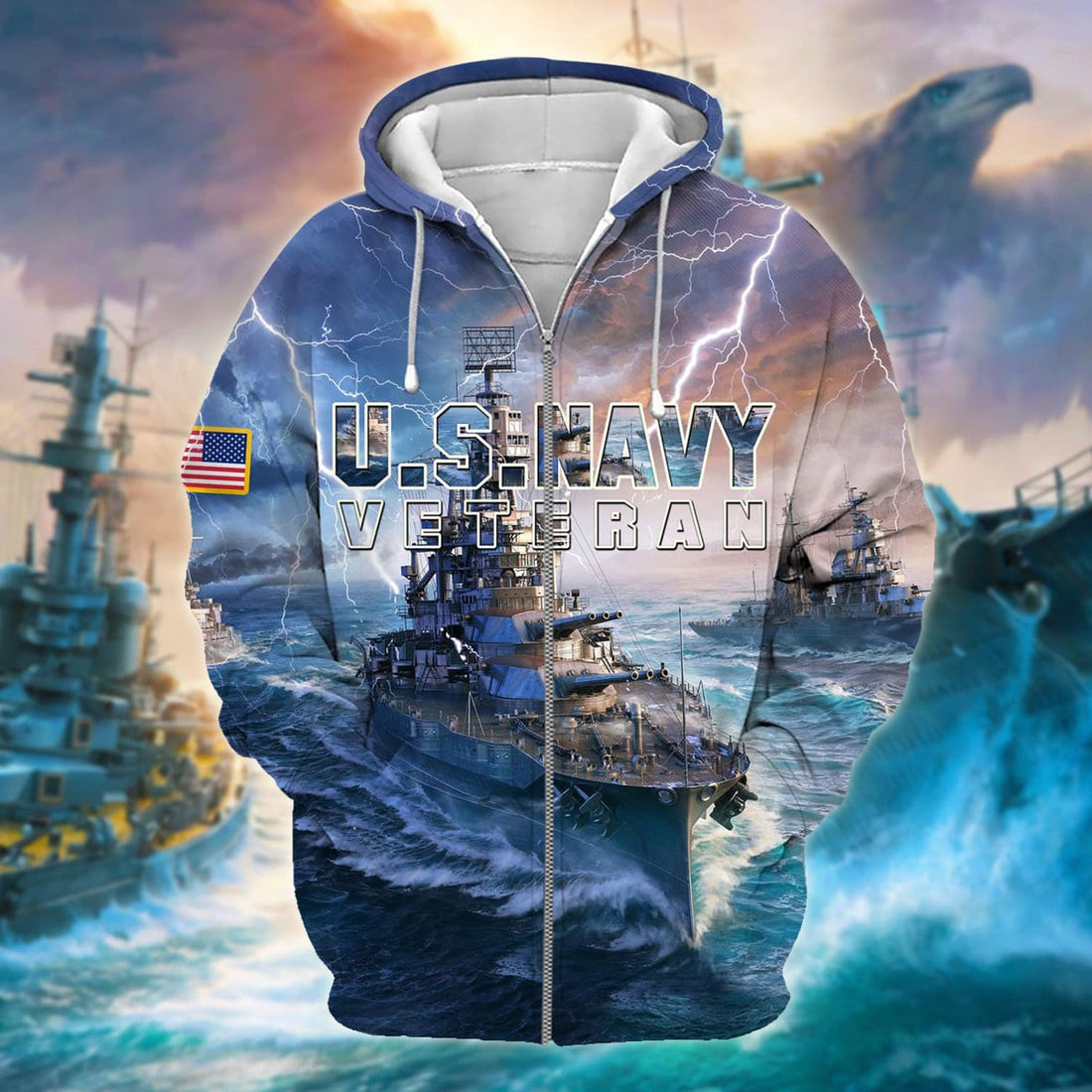 Unique Poseidon US Navy Veteran Zip Hoodies 3D Collection | Brosvet