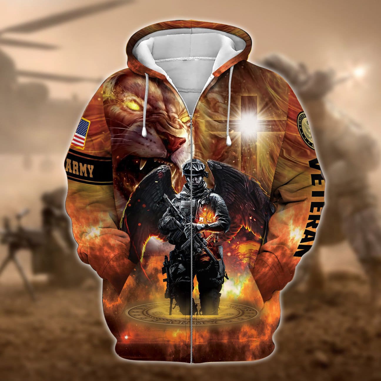 Unique Warrior US Army Veteran Zip Hoodies 3D Collection | Brosvet