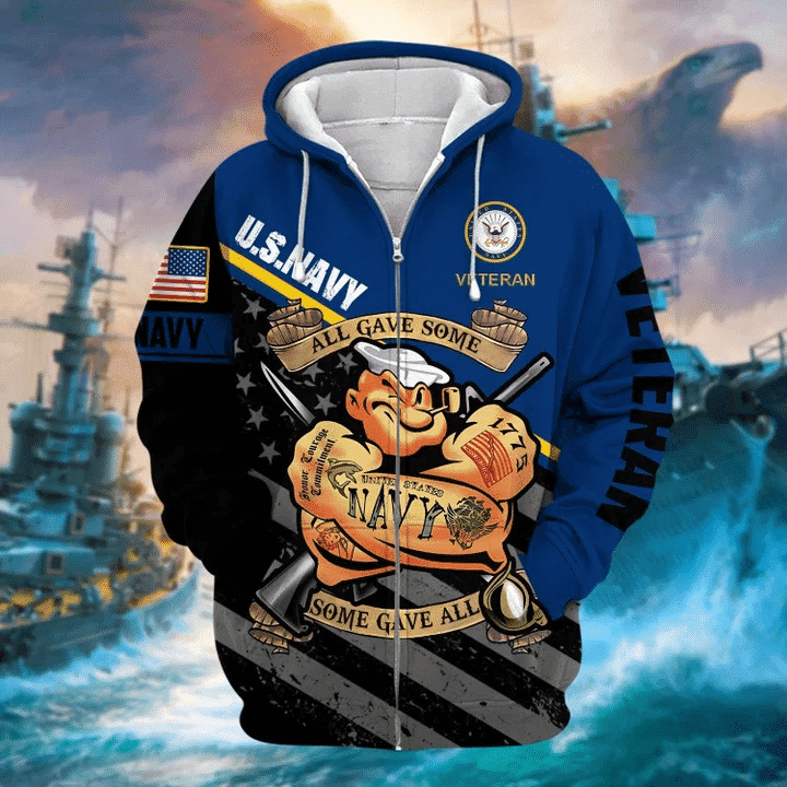 Unique Popeye US Navy Veteran Zip Hoodies 3D Collection | Brosvet
