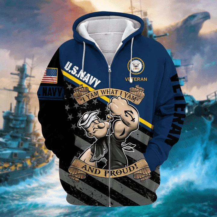Unique Popeye US Navy Veteran Zip Hoodies 3D Collection | Brosvet