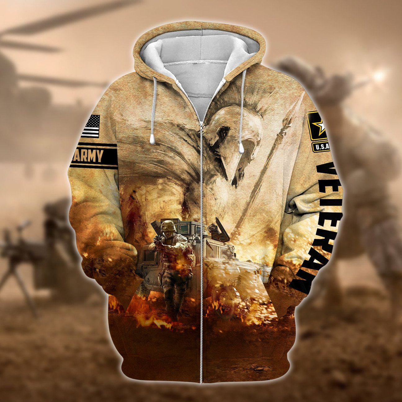 Unique Warrior US Army Veteran Zip Hoodies 3D Collection | Brosvet
