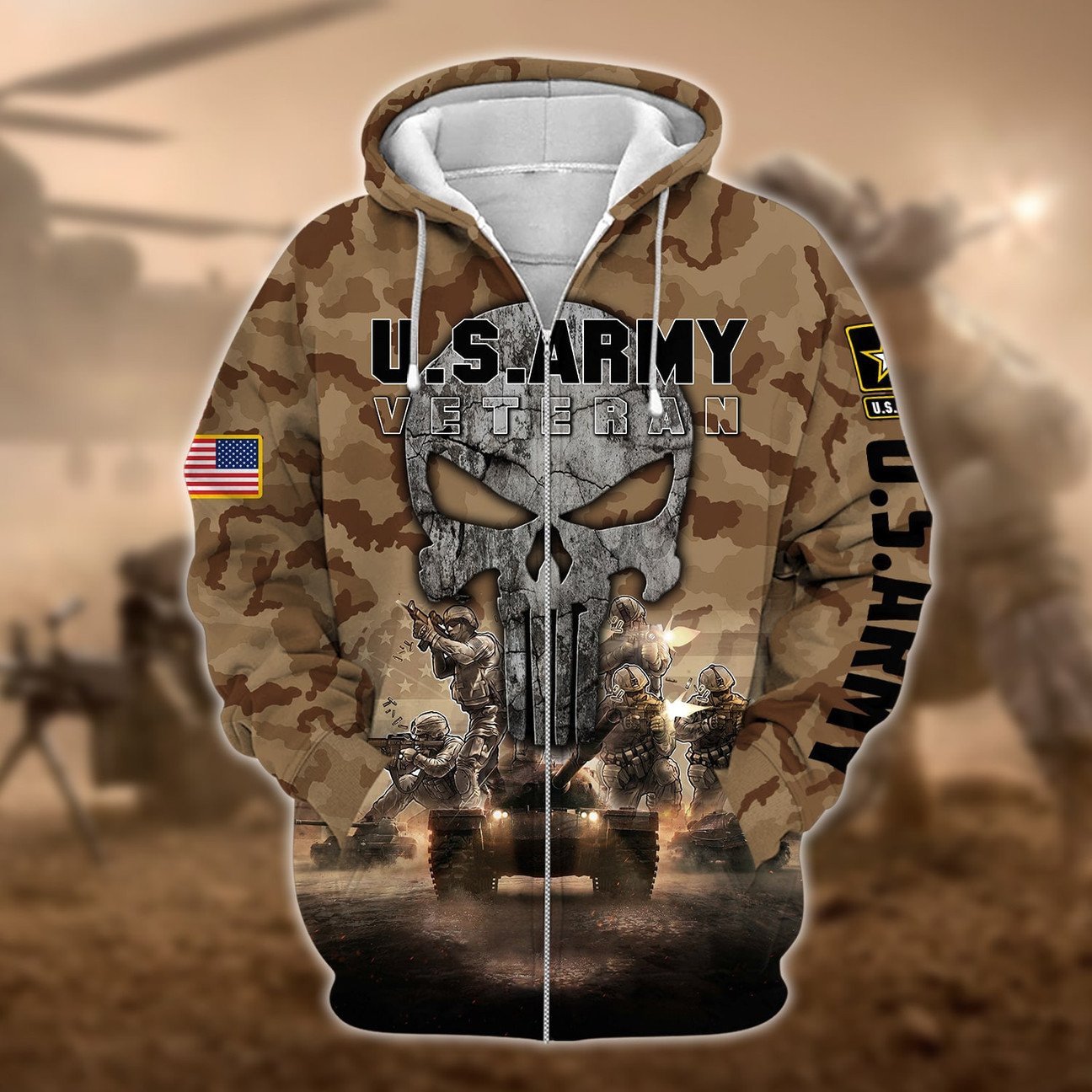 Unique Warrior US Army Veteran Zip Hoodies 3D Collection | Brosvet