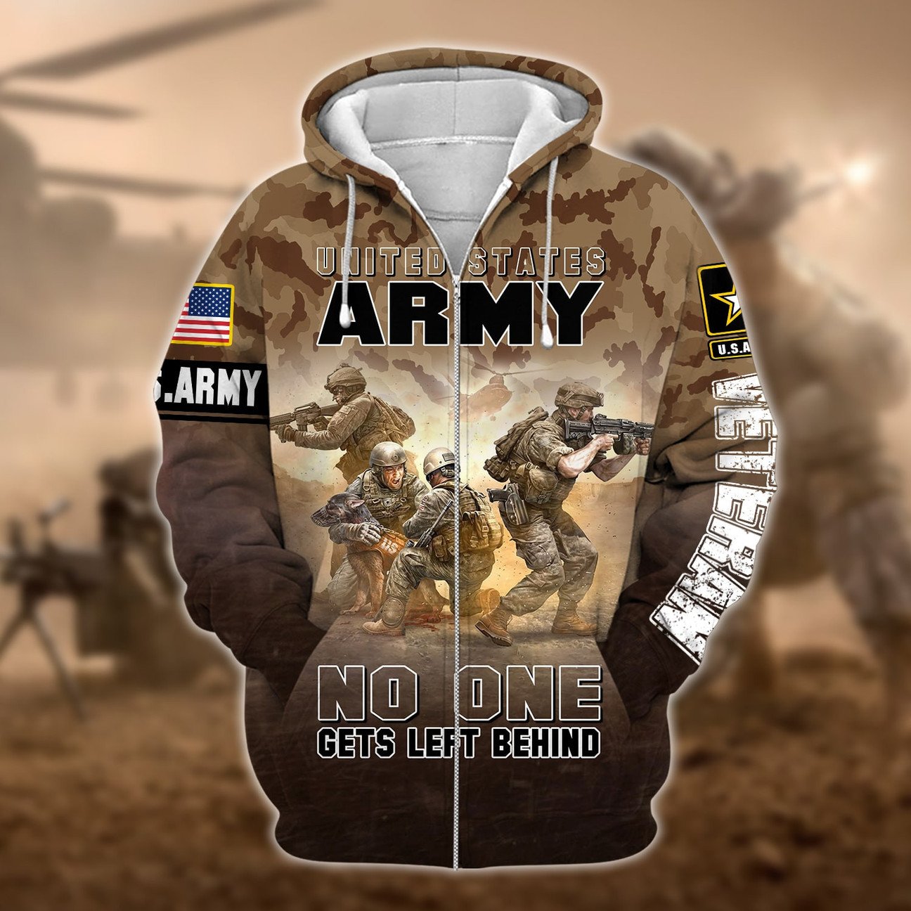 Unique Warrior US Army Veteran Zip Hoodies 3D Collection | Brosvet