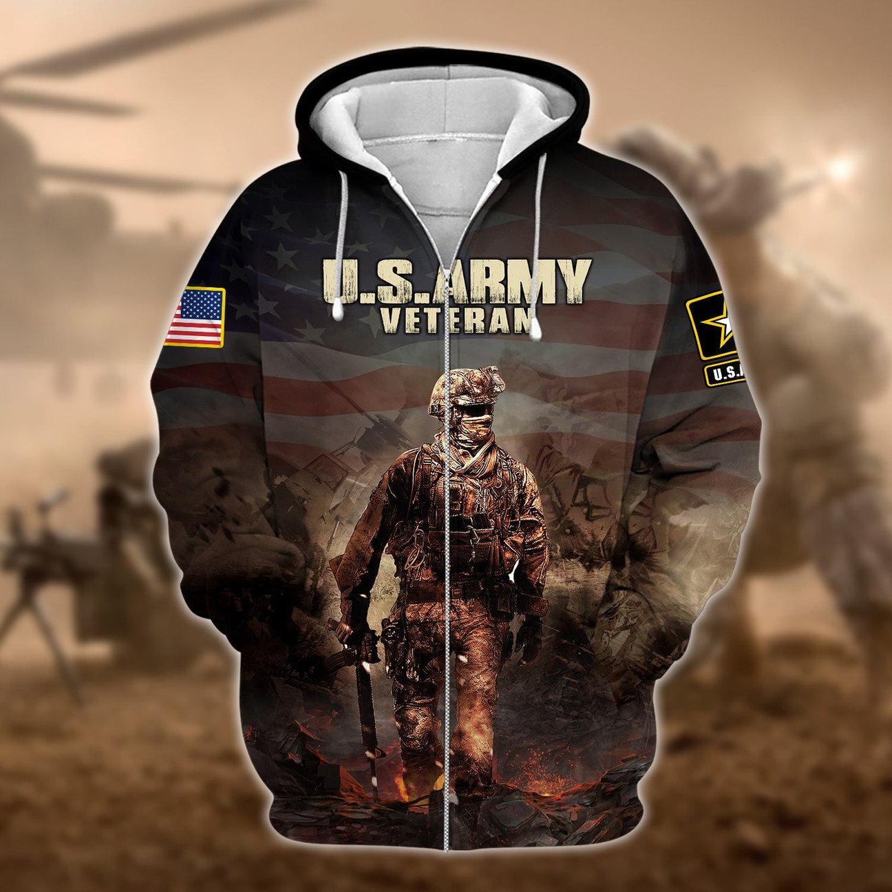 Unique Warrior US Army Veteran Zip Hoodies 3D Collection | Brosvet