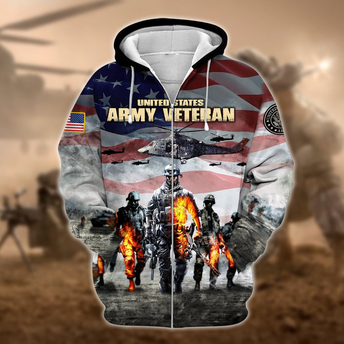 Unique Warrior US Army Veteran Zip Hoodies 3D Collection | Brosvet