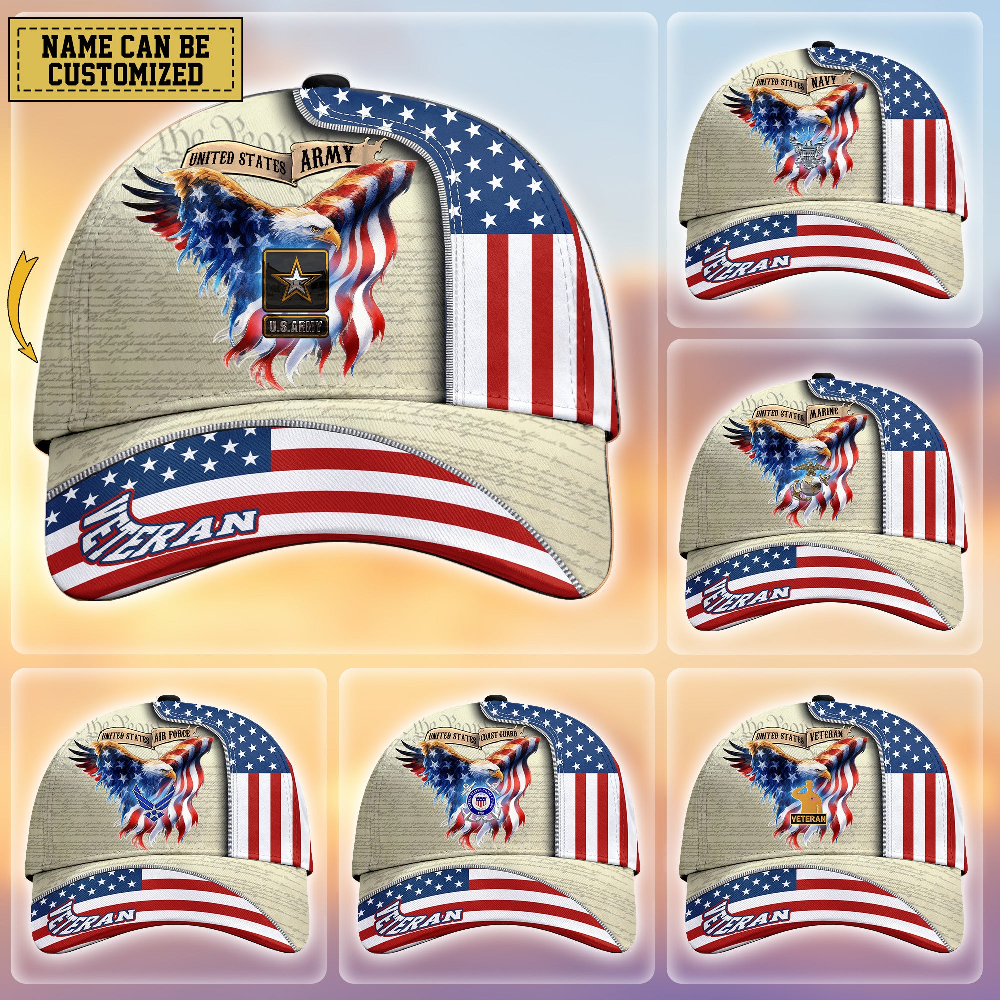 Custom Name Veterans Baseball Hat Men’s Cap Great Gift for Veterans Day Memorial Day CAP2110202501