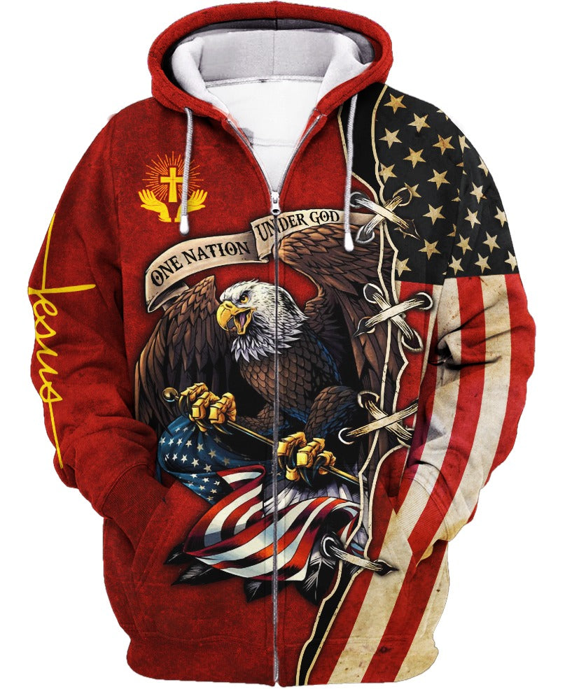 The Best Eagle Jesus Veteran Zip Hoodie 3D VN181210DS