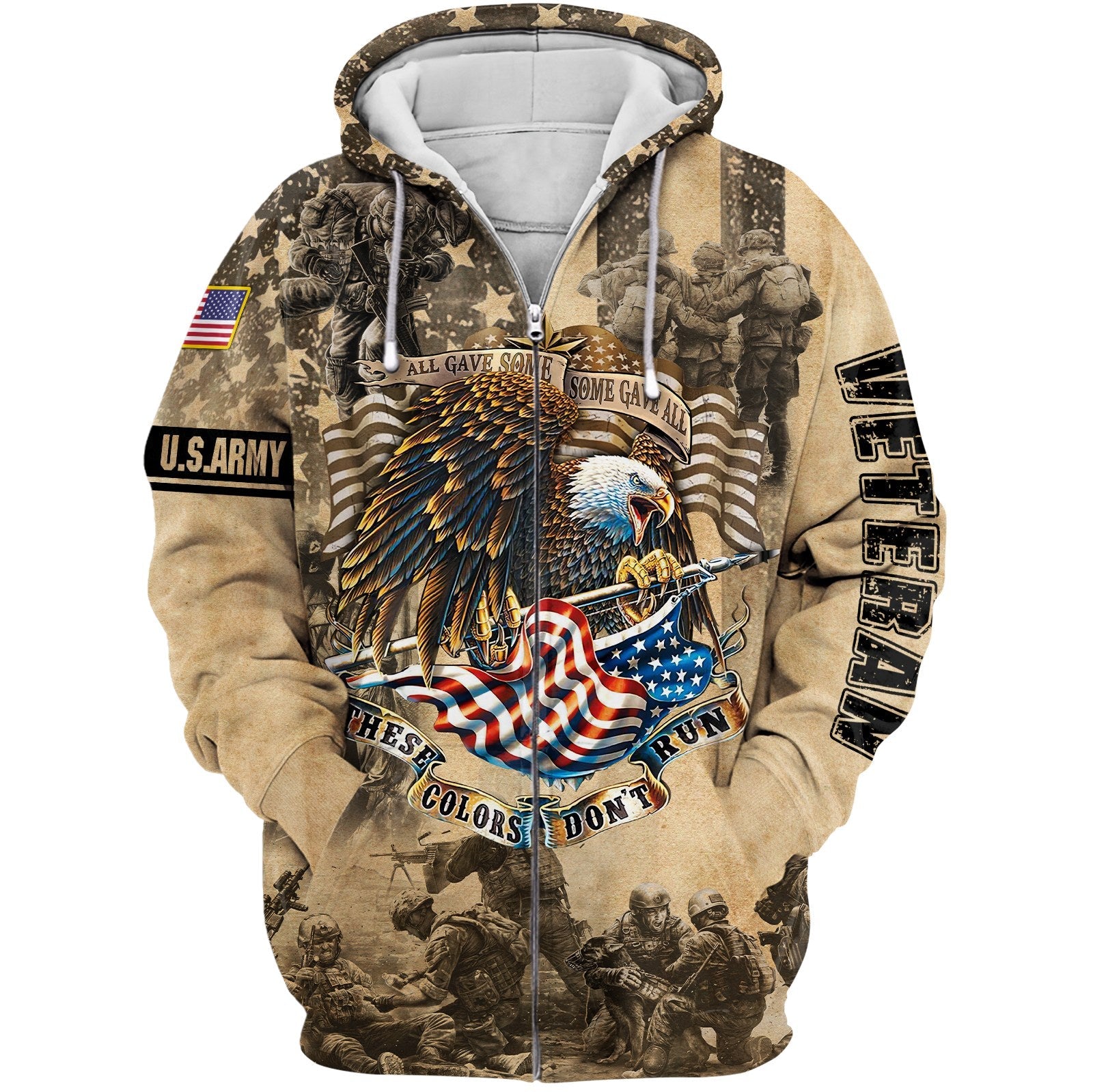 The Best Eagle Veteran Zip Hoodie 3D VN181207DS