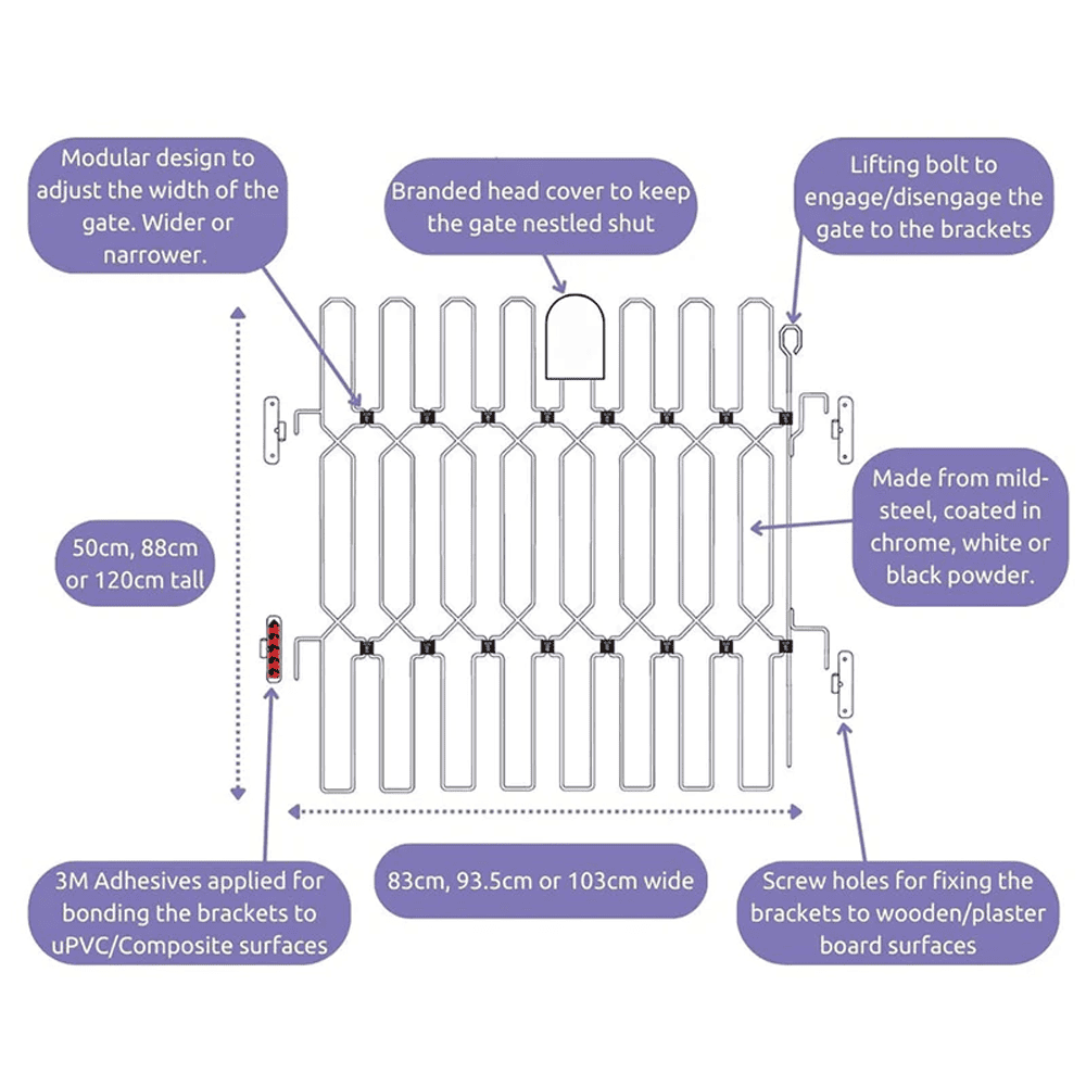 Dog Safety Gate Plus – Extra Strong, No-Drill Pet Gate for Stairways, Doorways & Hallways | Easy One-Hand Use, No Wall Damage