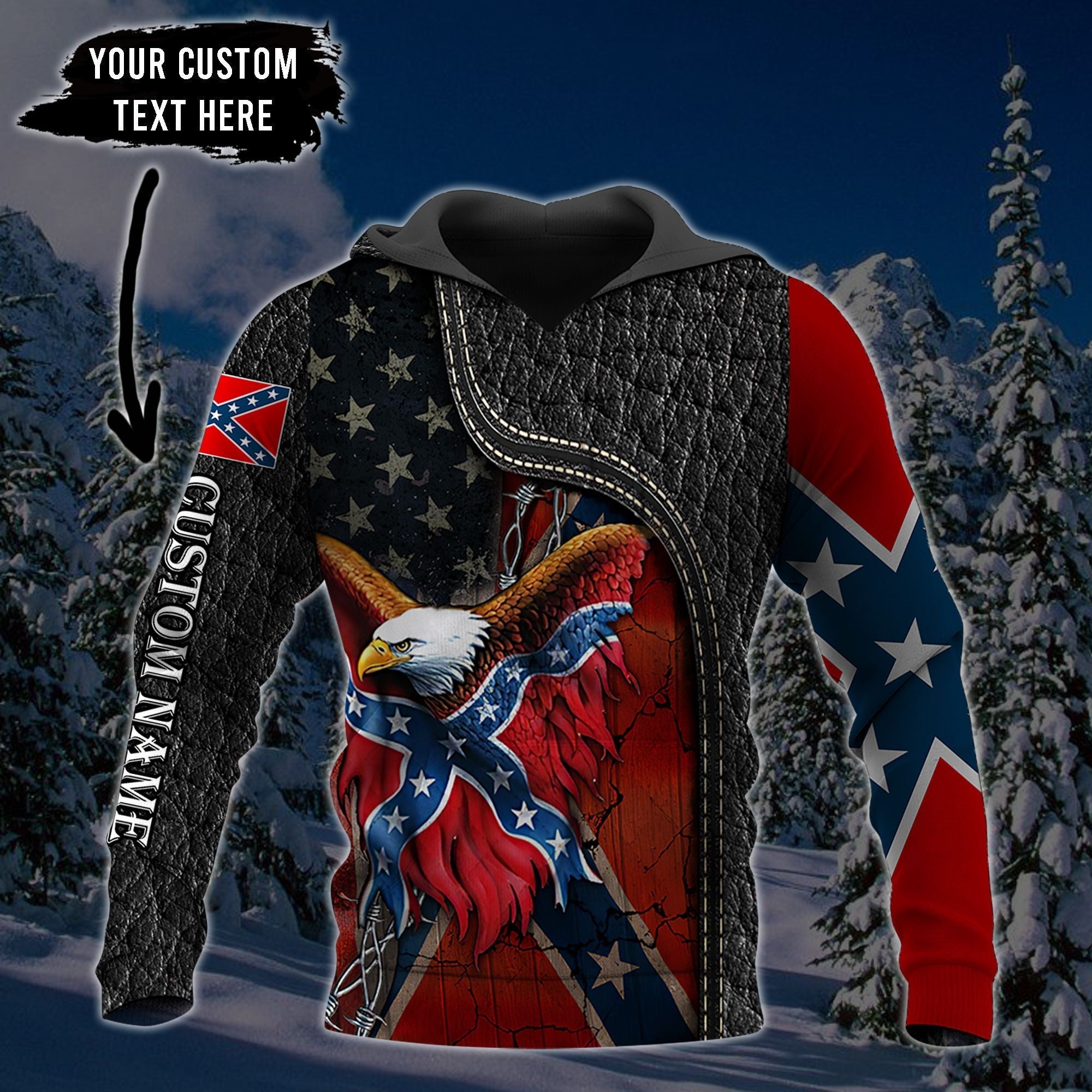 Premium Unique Rebel And American Eagle Hoodie Ultra Soft and Warm VN040332DS