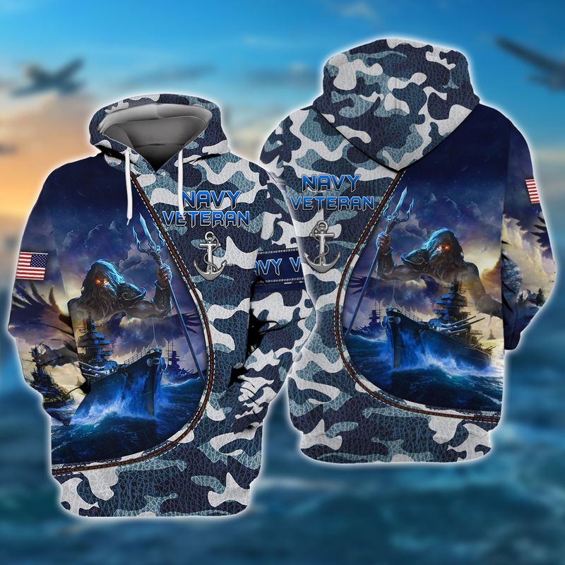 Premium Unique Navy Veteran Hoodie Ultra Soft and Warm VN250309DS