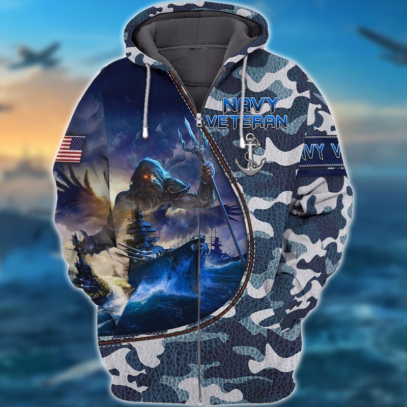 Premium Unique Navy Veteran Hoodie Ultra Soft and Warm VN250309DS
