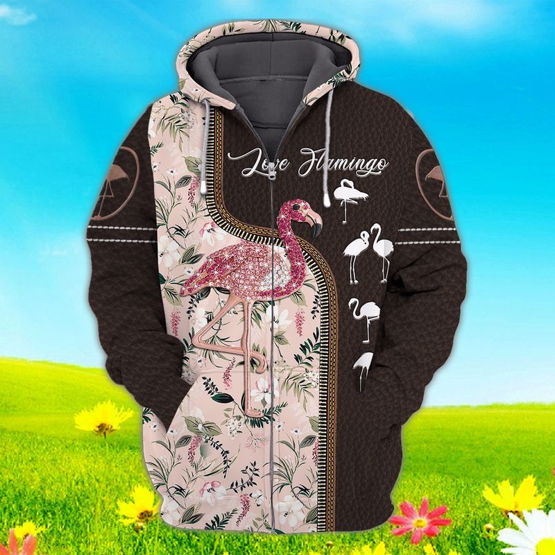 Premium Unique Flamingo Zip Hoodie Ultra Soft and Warm VN250335DS