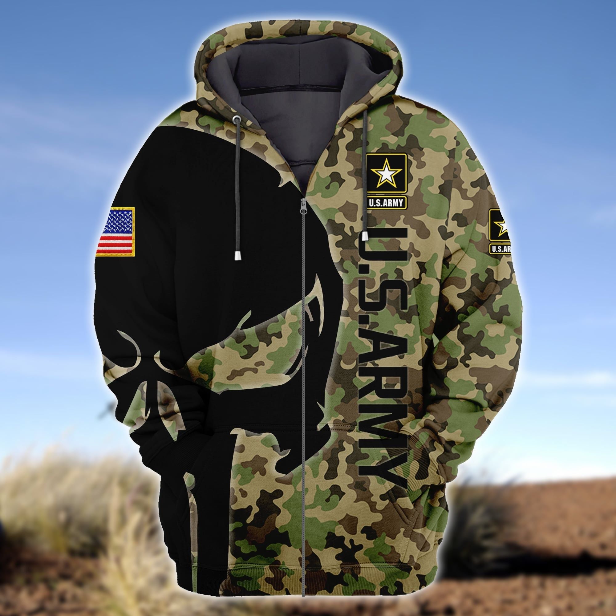 Premium Unique U.S Army Zip Hoodie Ultra Soft and Warm VXK130508MT