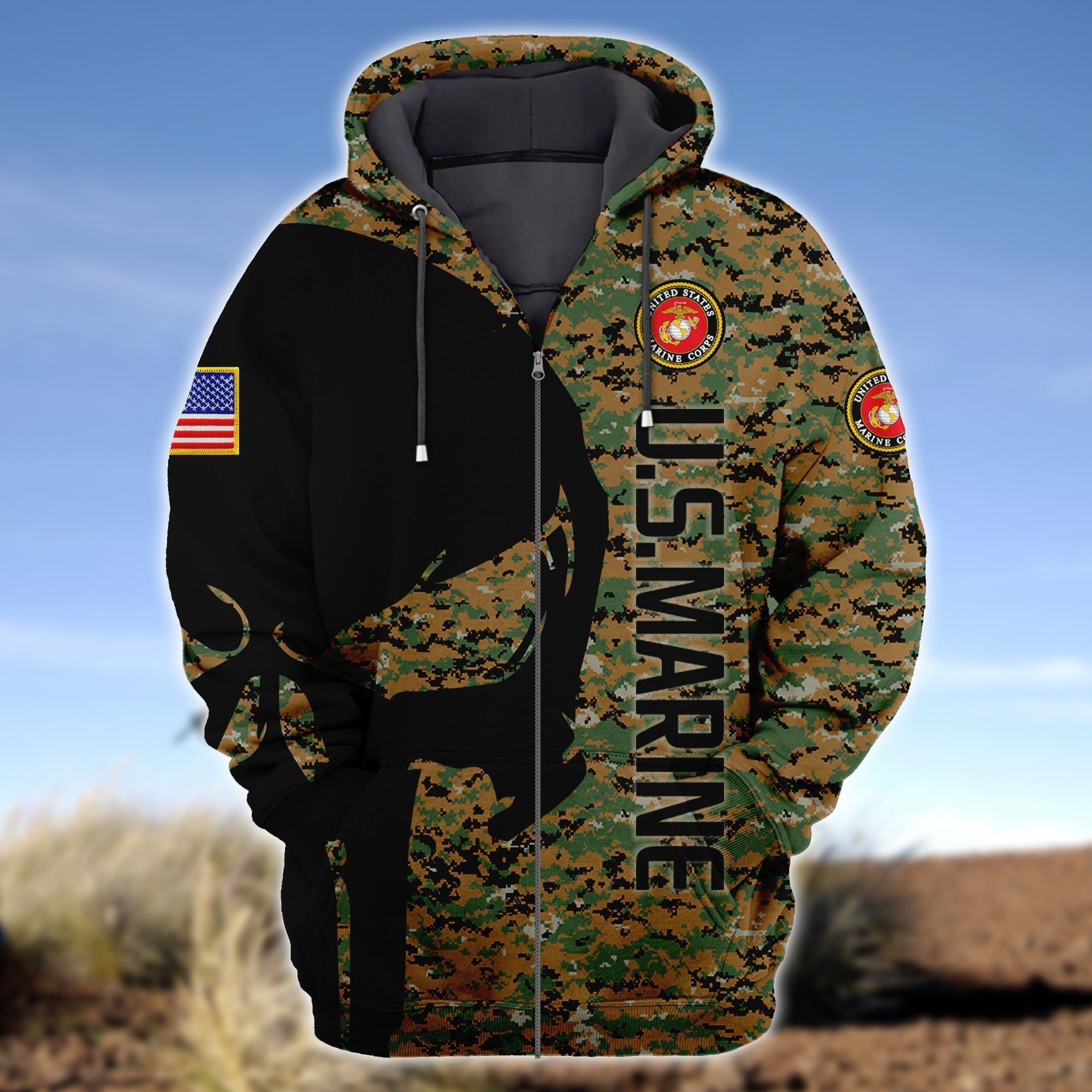 Premium Unique U.S Marine Corp Zip Hoodie Ultra Soft and Warm VXK210506TR