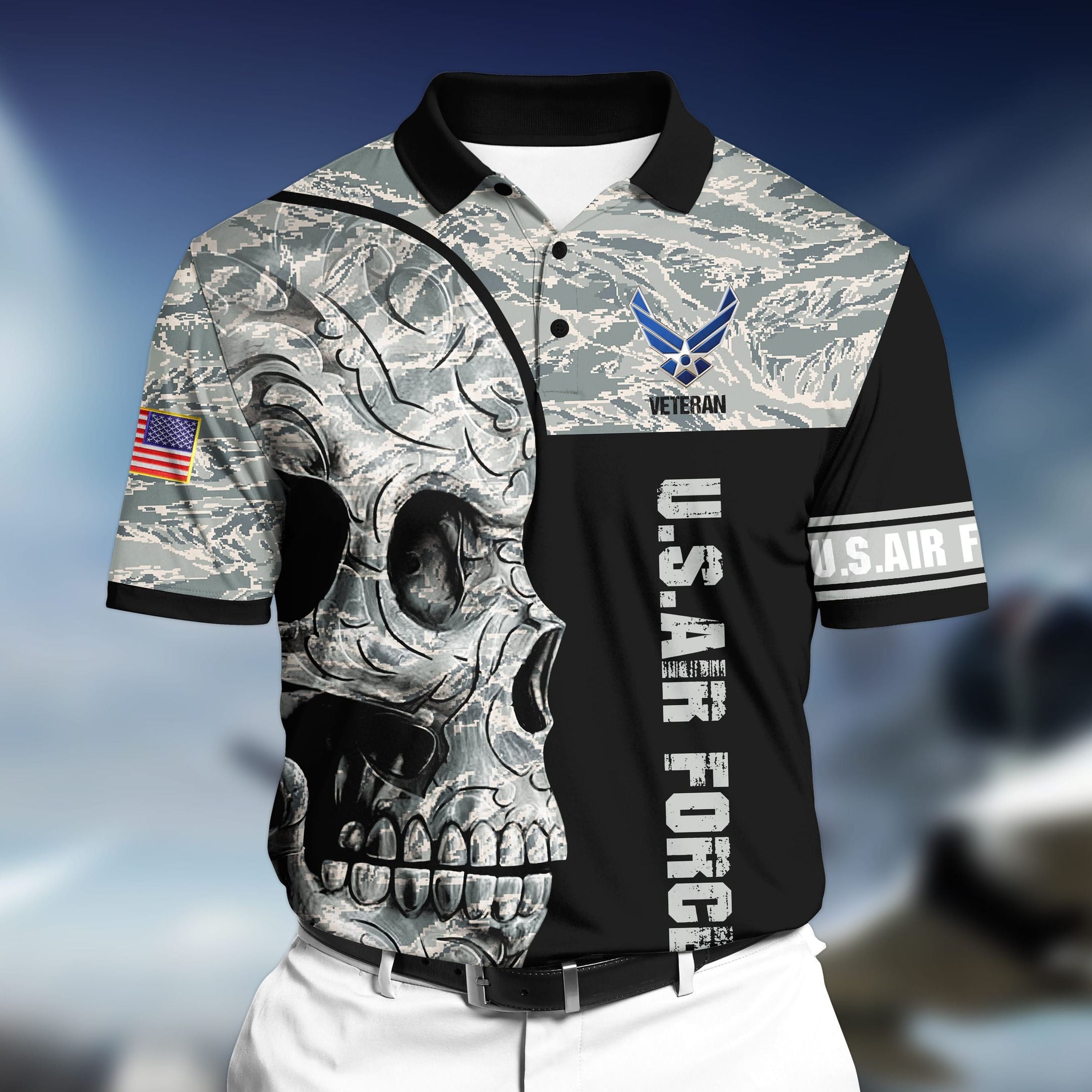 Premium Unique U.S Air Force Veteran 3D Polo All Over Printed VXK080602TR