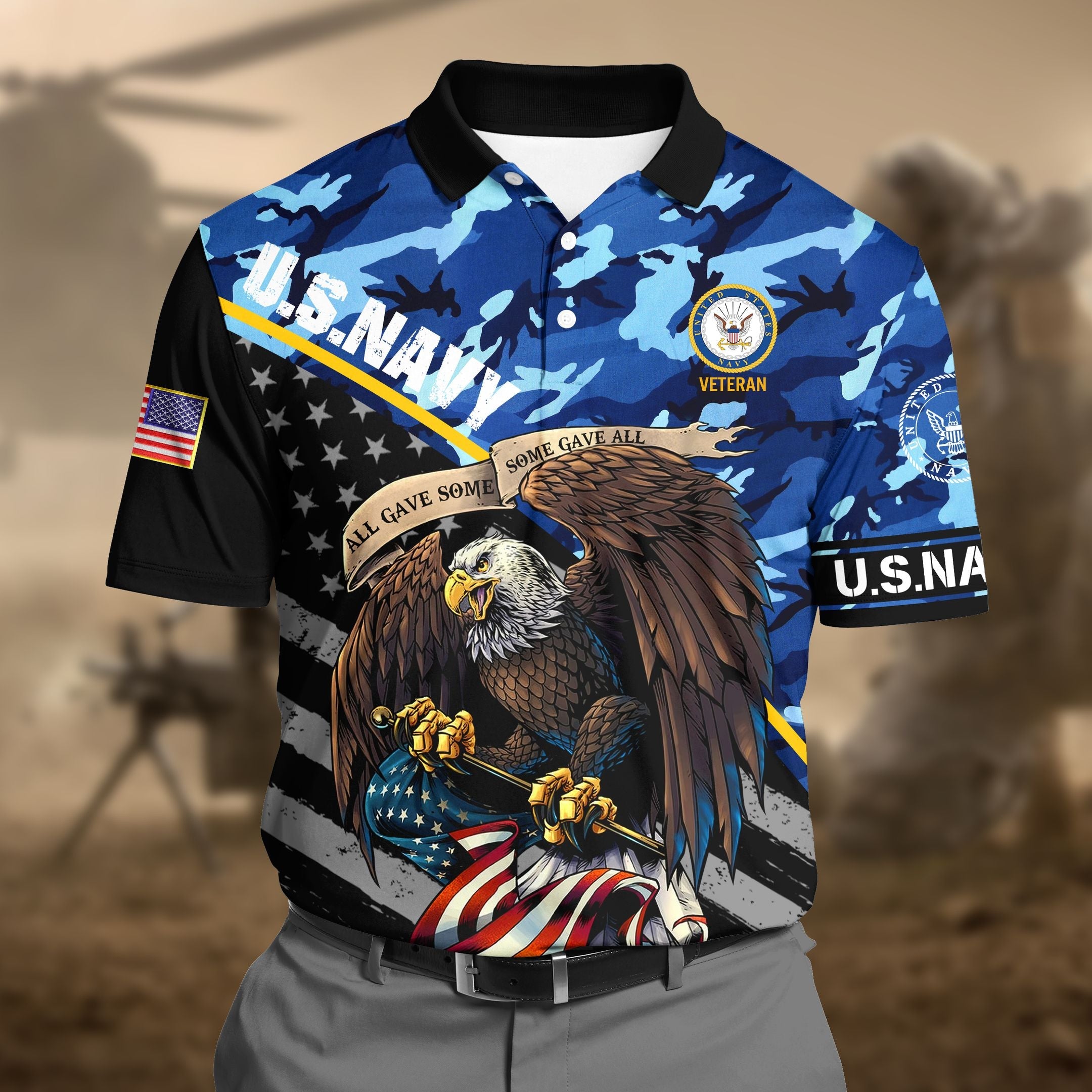 Premium U.S Navy Camo 3D Polo All Over Printed DDD020609MT