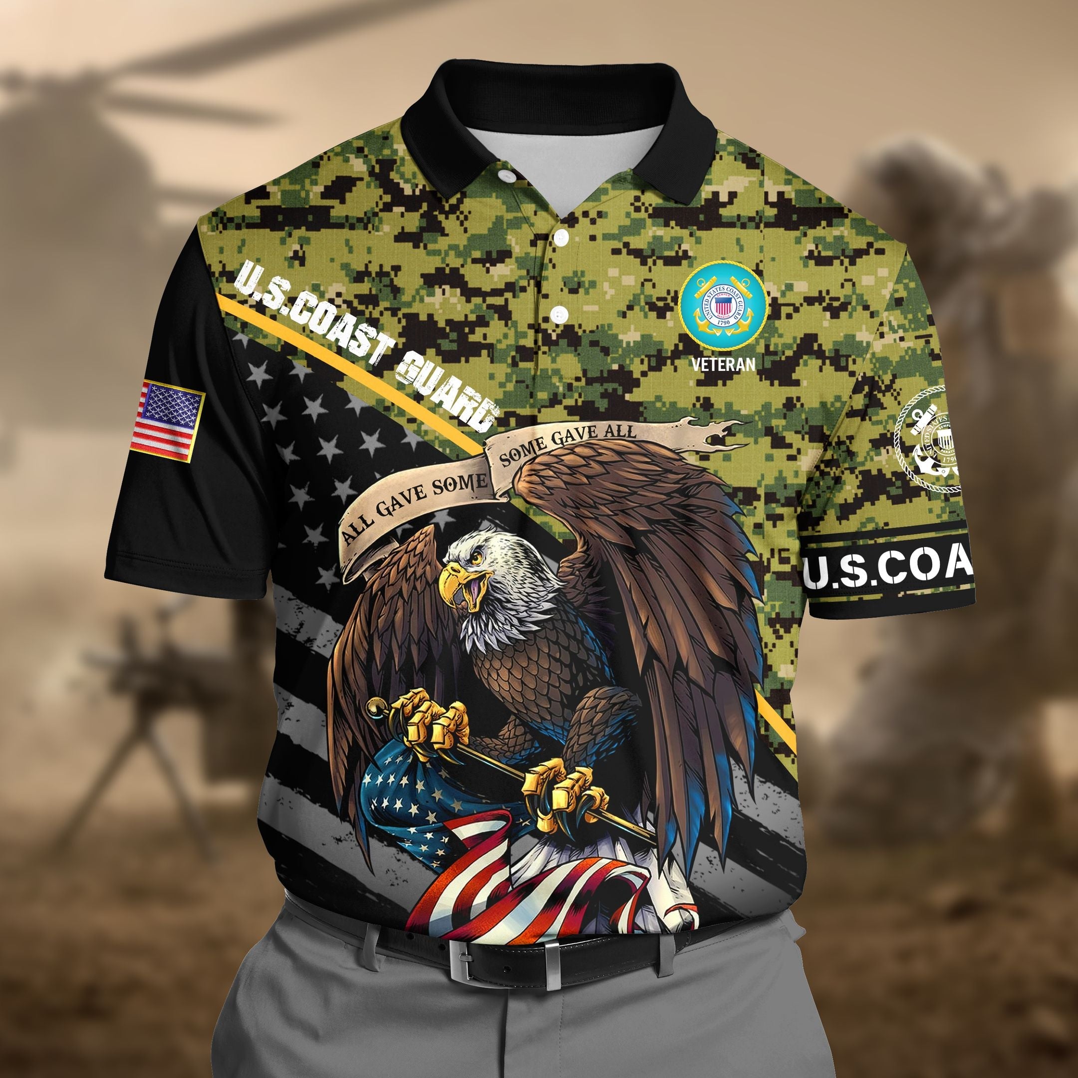 Premium U.S Coast Guard Camo 3D Polo All Over Printed DDD020608MT