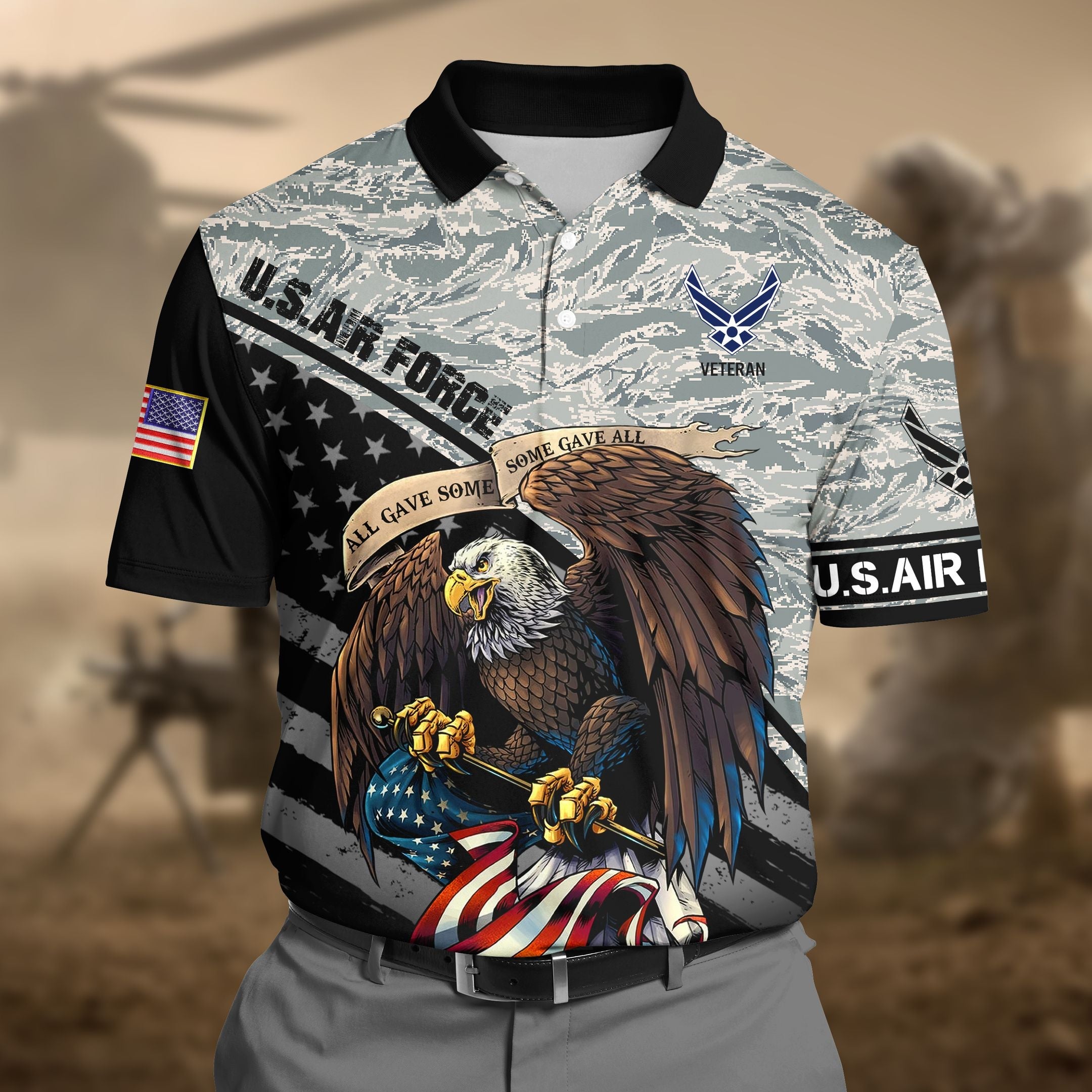 Premium U.S Air Force Camo  3D Polo All Over Printed DDD020607MT