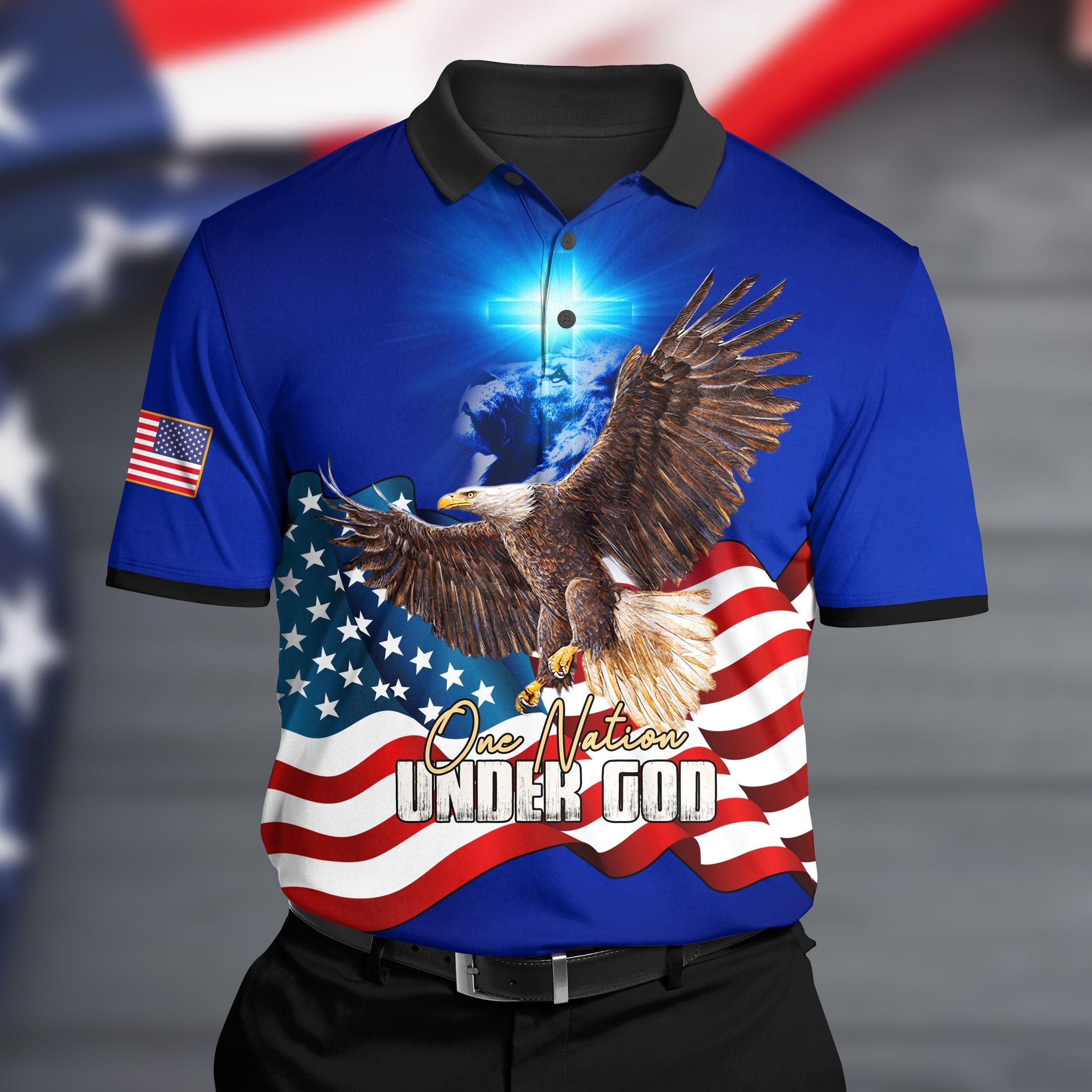 Premium Patriotic Eagle 3D Polo All Over Printed VXK230601XX