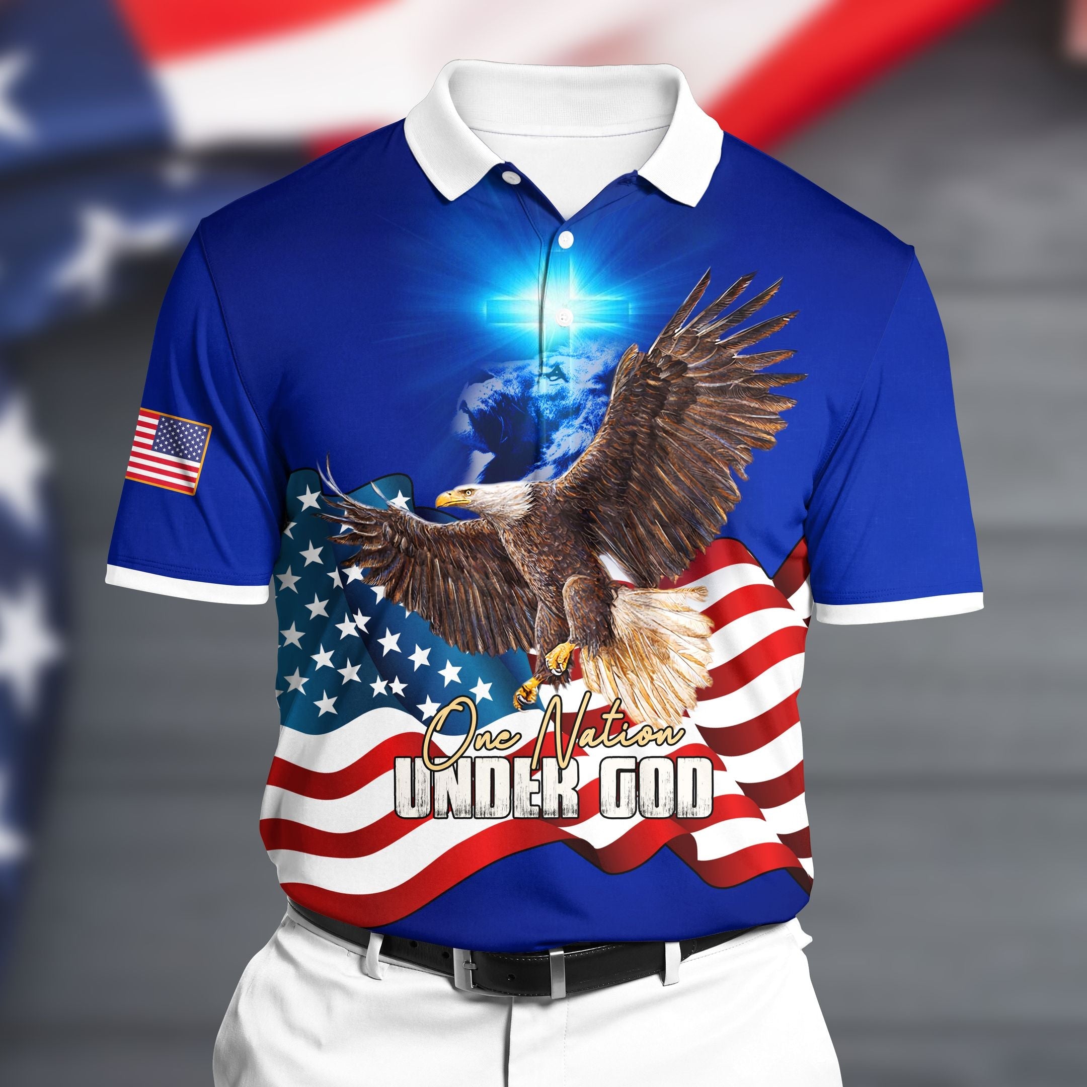 Premium Patriotic Eagle 3D Polo All Over Printed VXK230601XX