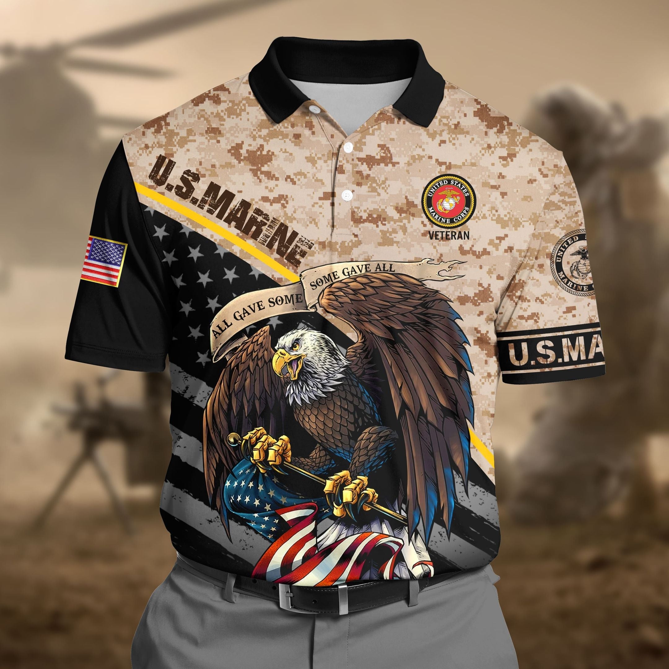 Premium U.S Marine Pattern 1 3D Polo All Over Printed DDD160602MT