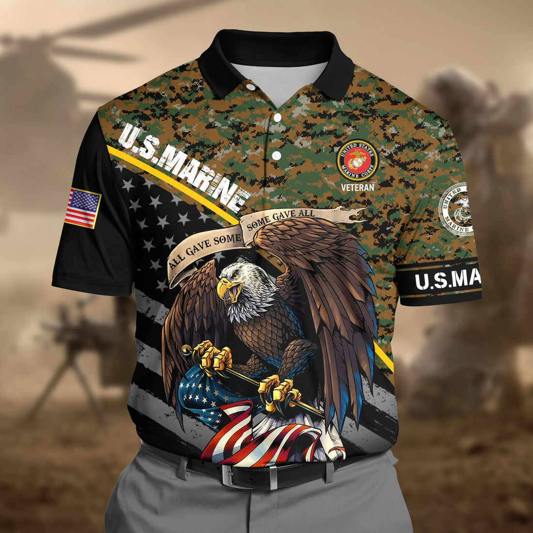 Premium U.S Marine Pattern 2 3D Polo All Over Printed DDD160602MT