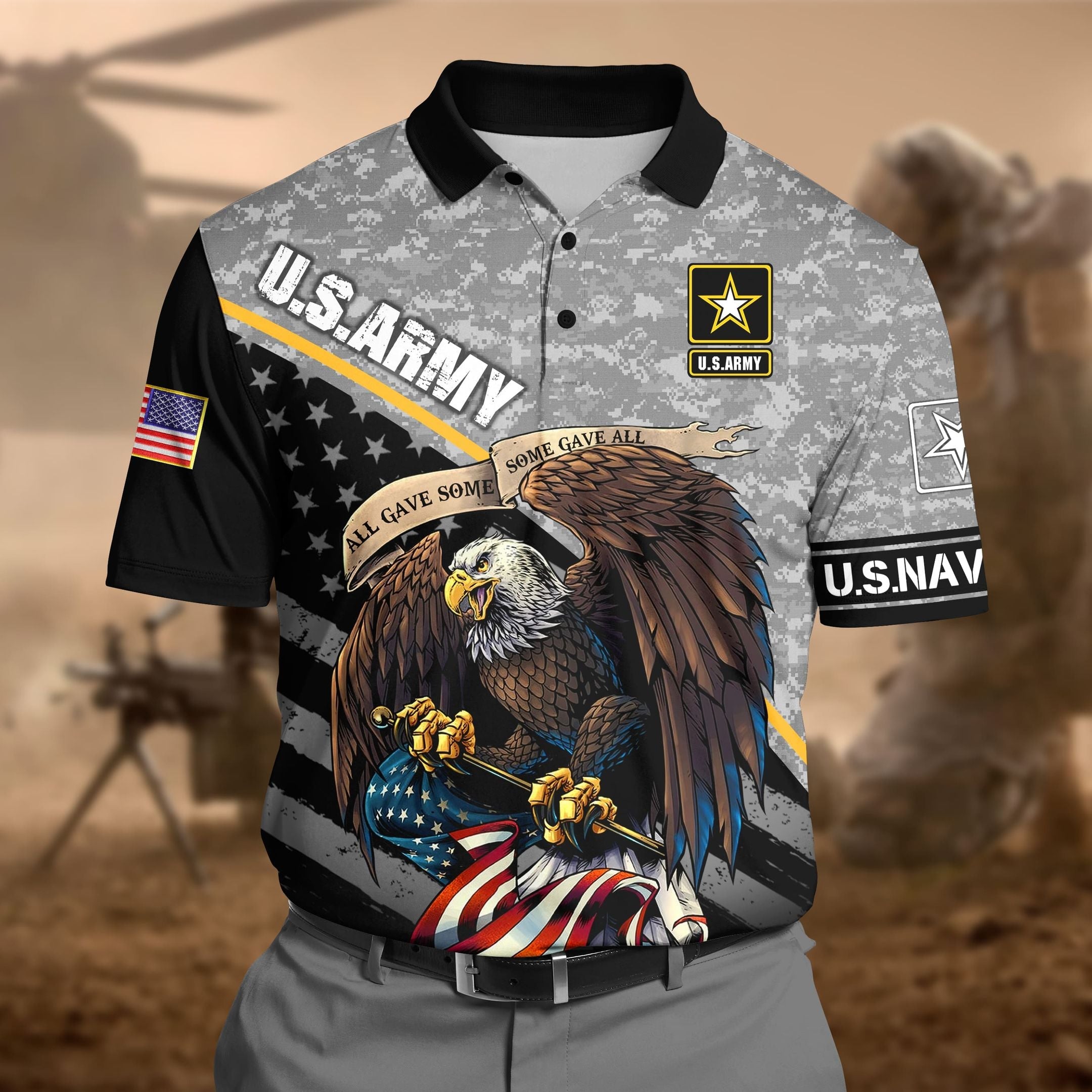 Premium U.S Army Pattern 2 3D Polo All Over Printed DDD160602MT