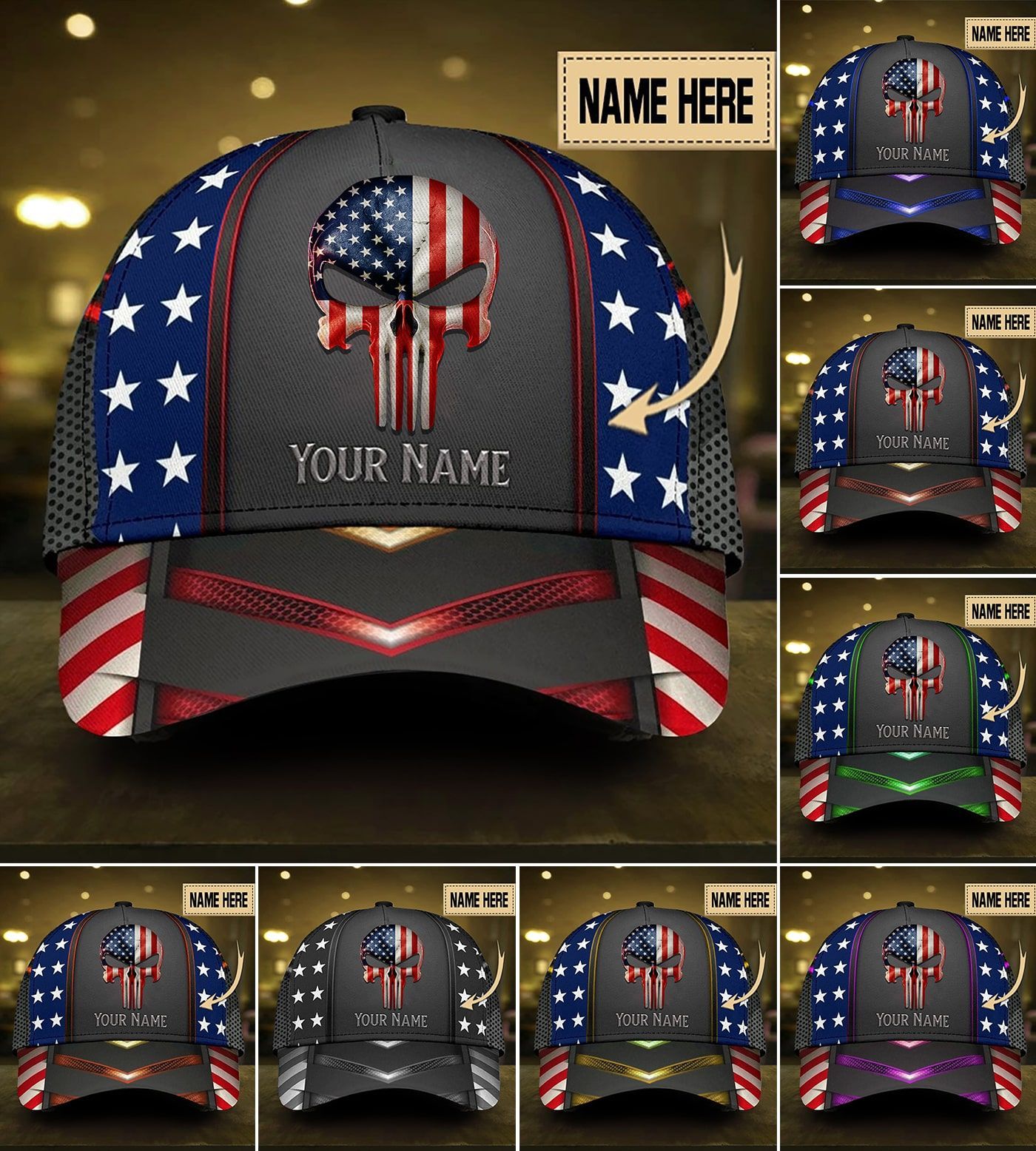 Unique Multicolor American Skull Cap PVC060901