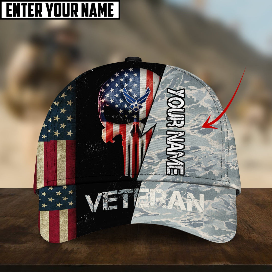Multiple Style American Veteran Personalize Name Skull Cap TVN020903