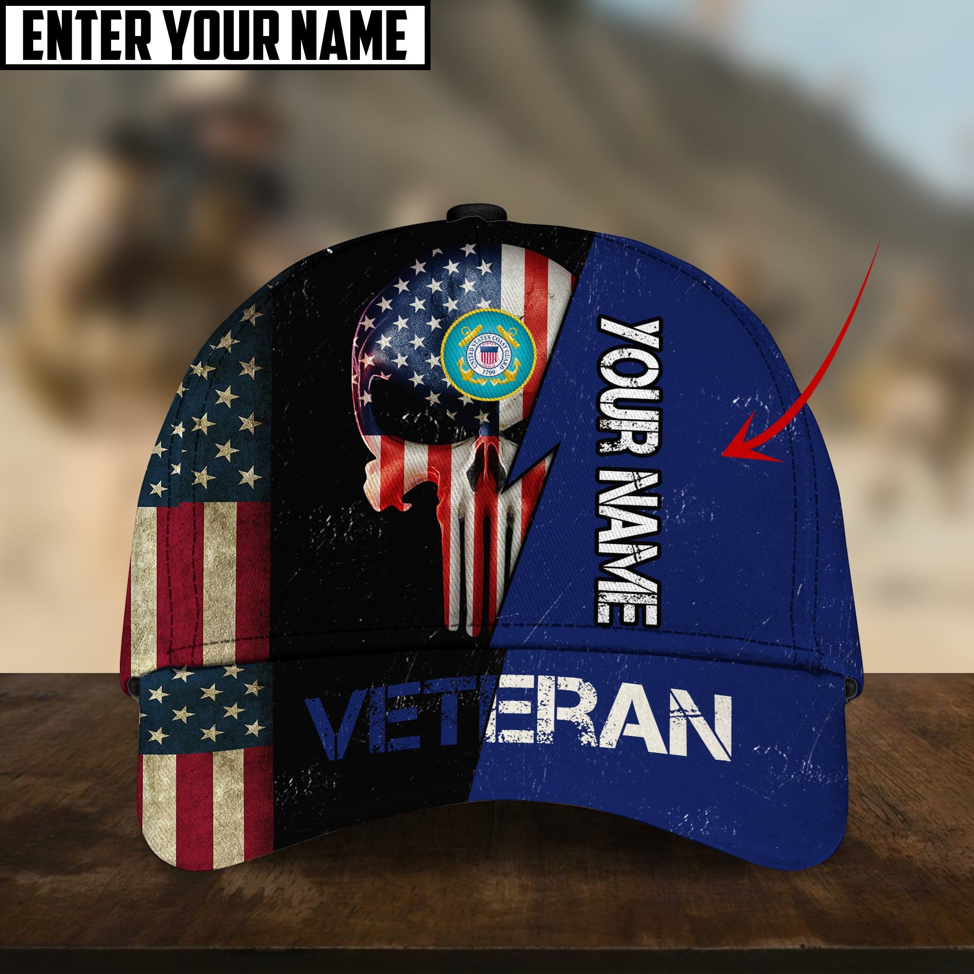 Multiple Style American Veteran Personalize Name Skull Cap TVN020903