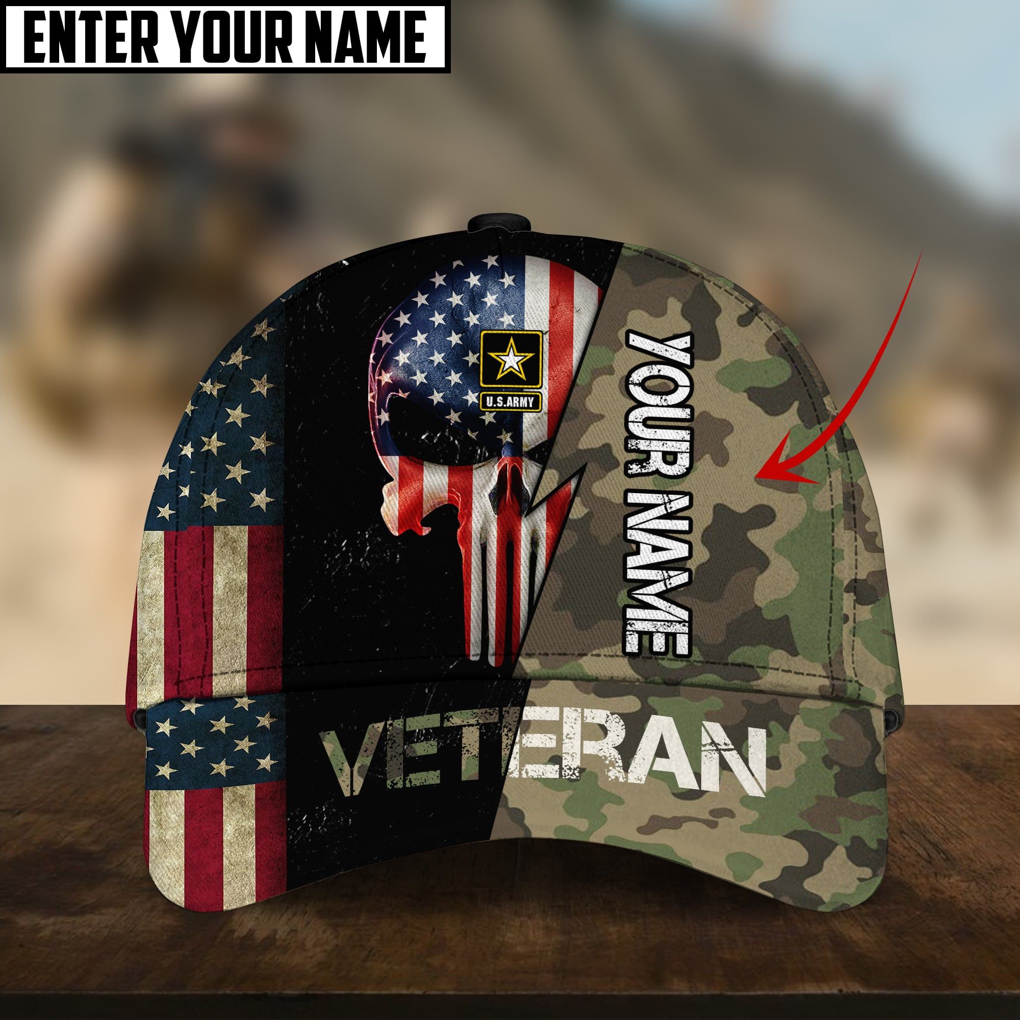 Multiple Style American Veteran Personalize Name Skull Cap TVN020903