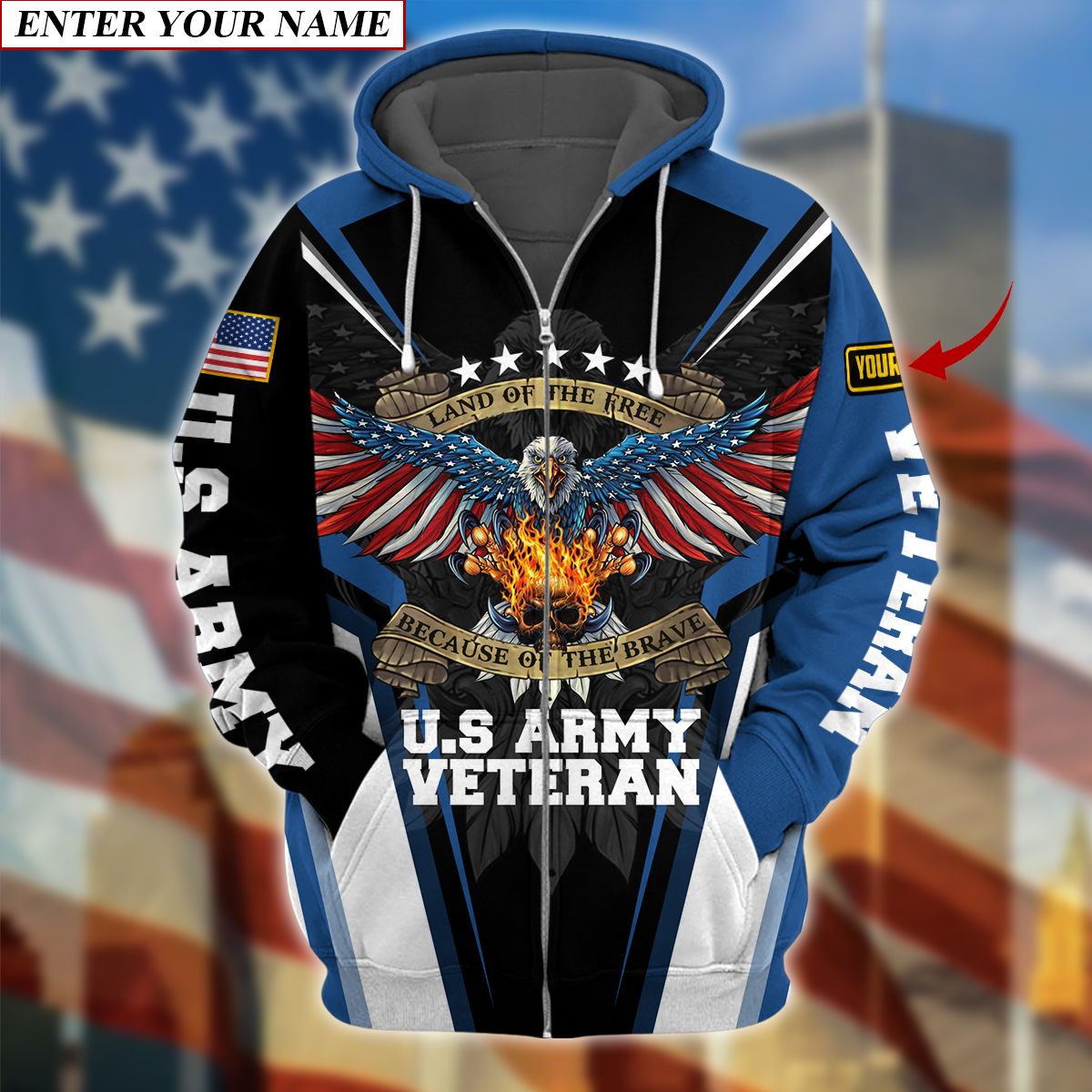 Premium Unique Personalized Army Veteran Zip Hoodie PVC071001