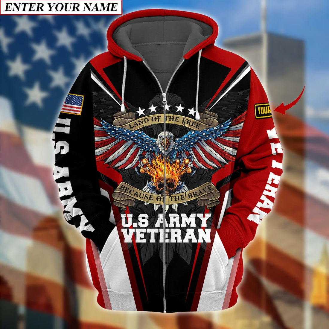 Premium Unique Personalized Army Veteran Zip Hoodie PVC071001