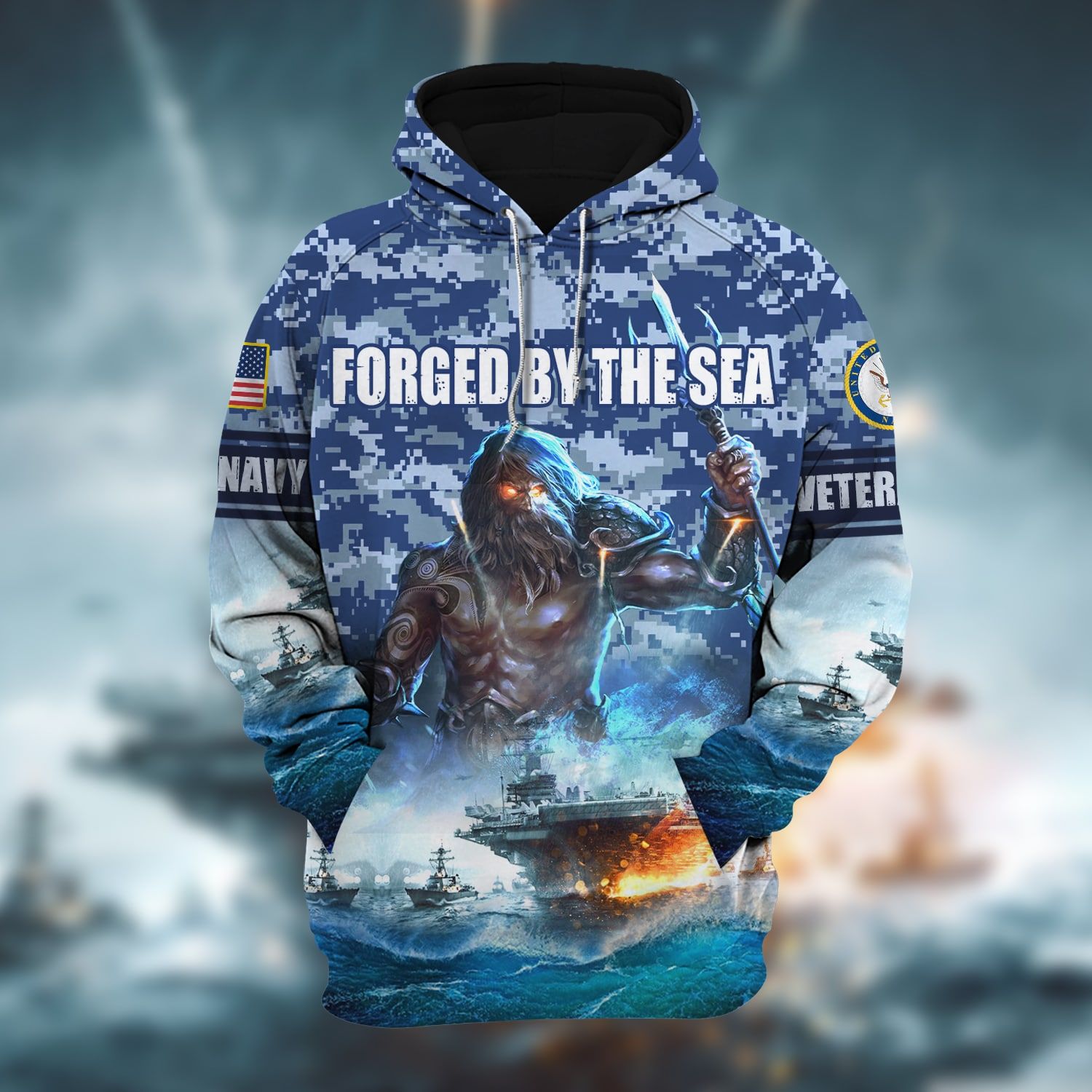 Premium Navy Veteran Hoodie And Zip Hoodie NVT161002