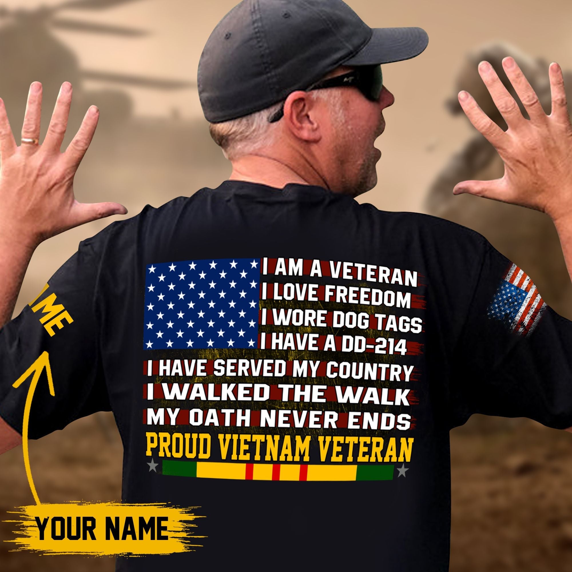 Personalized Name Proud Vietnam Veteran T-shirt TVN201005