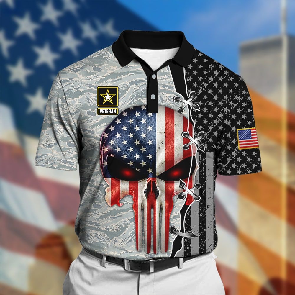 Premium  Veteran American Skull Punisher Polo Shirt PVC111000
