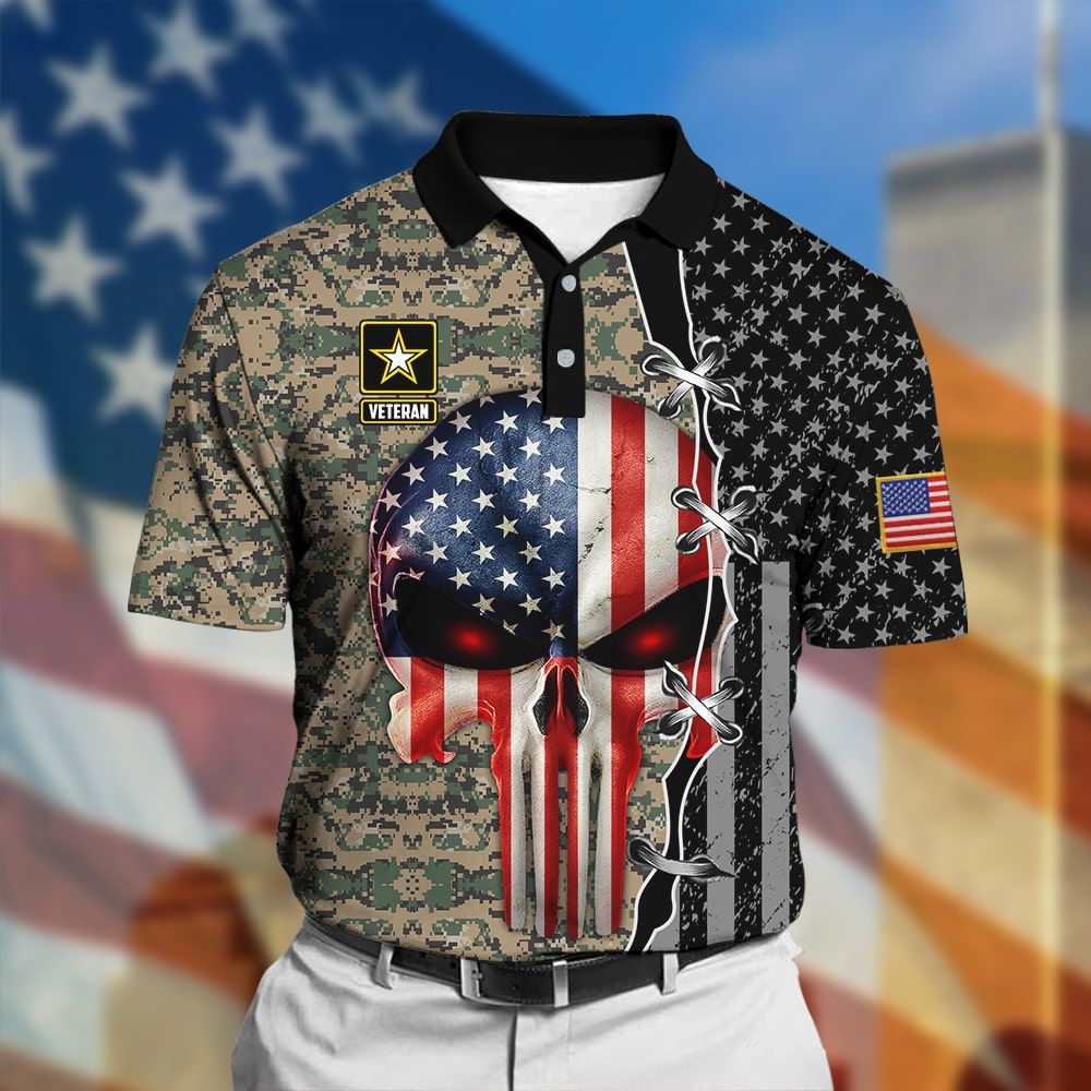 Premium  Veteran American Skull Punisher Polo Shirt PVC111000