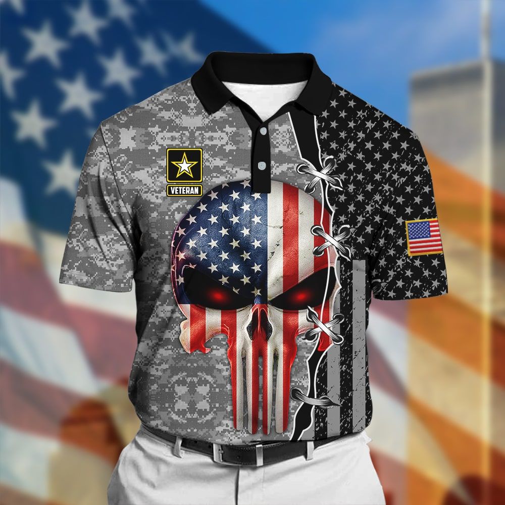 Premium  Veteran American Skull Punisher Polo Shirt PVC111000
