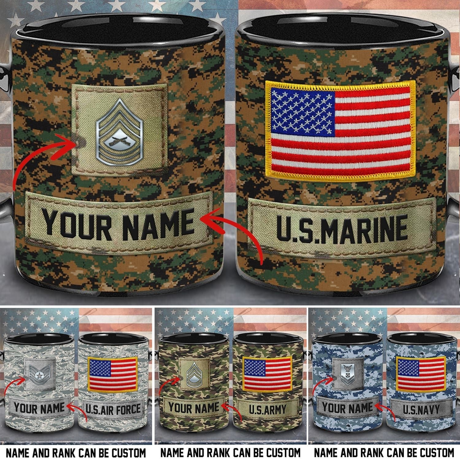 Unique Personalized Name And Rank Veteran U.S Army Mug PVC201001