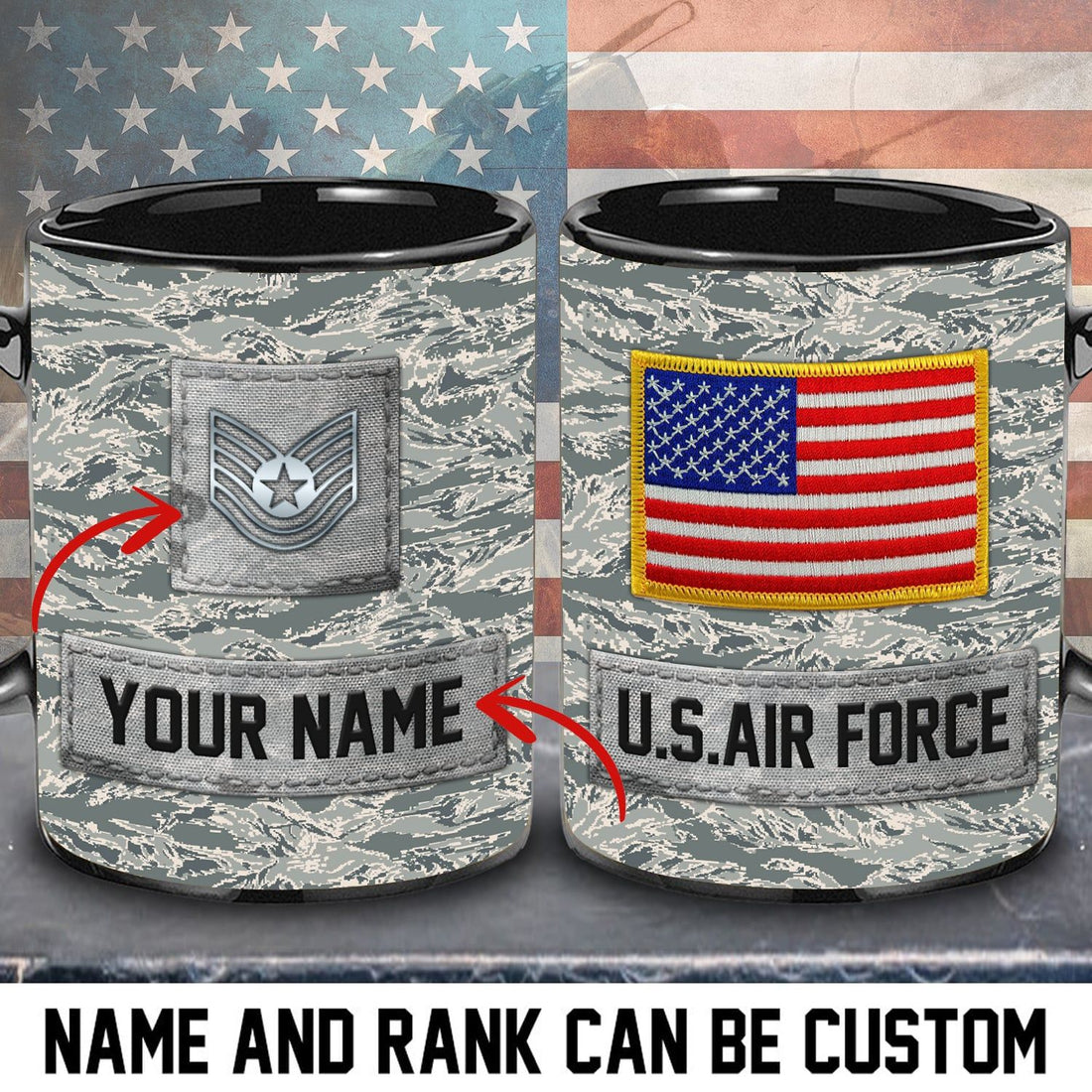 Unique Personalized Name And Rank Veteran U.S Army Mug PVC201001