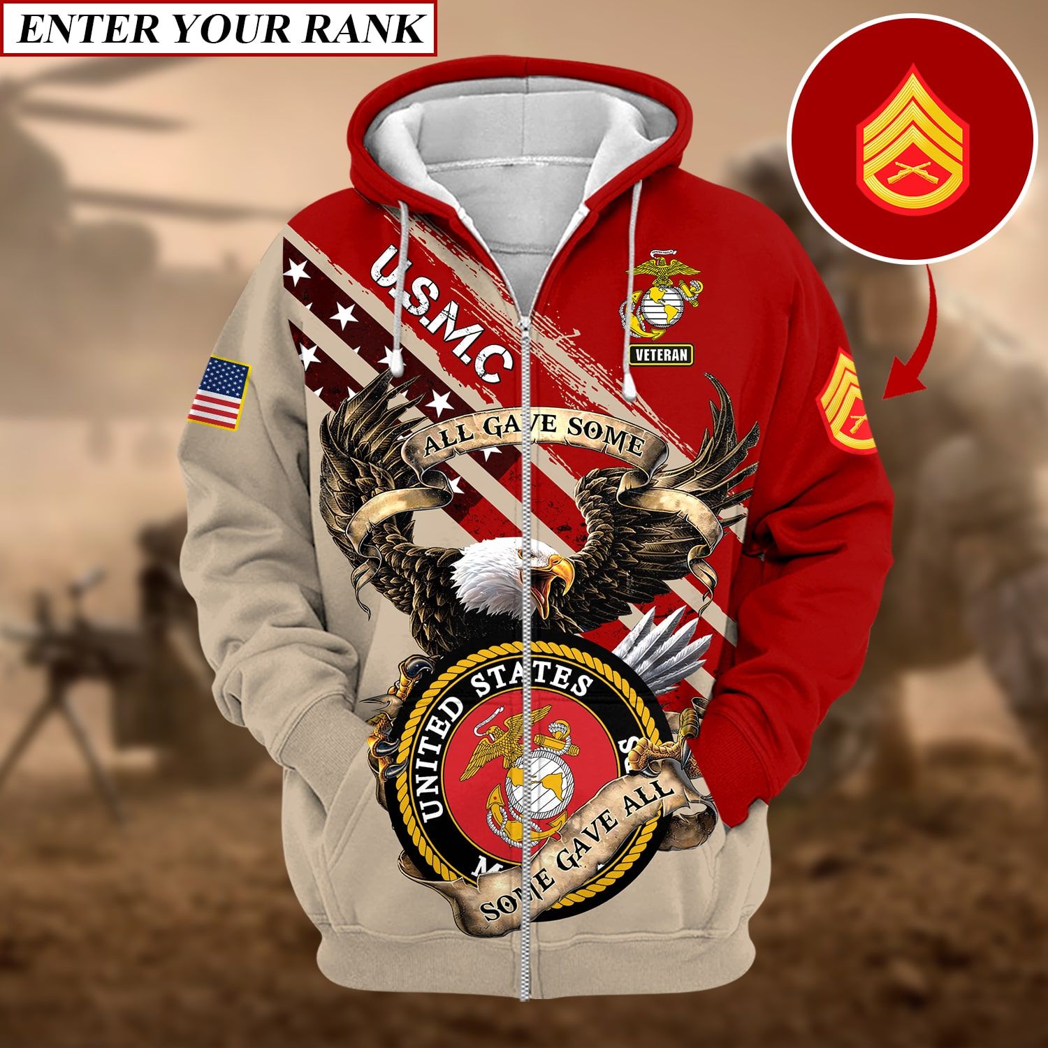 Premium Multiple US Military Services Veteran Zip Hoodie PVC241002