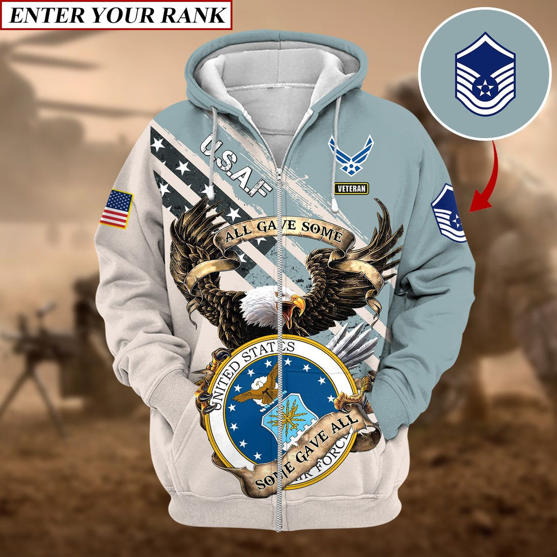 Premium Multiple US Military Services Veteran Zip Hoodie PVC241002