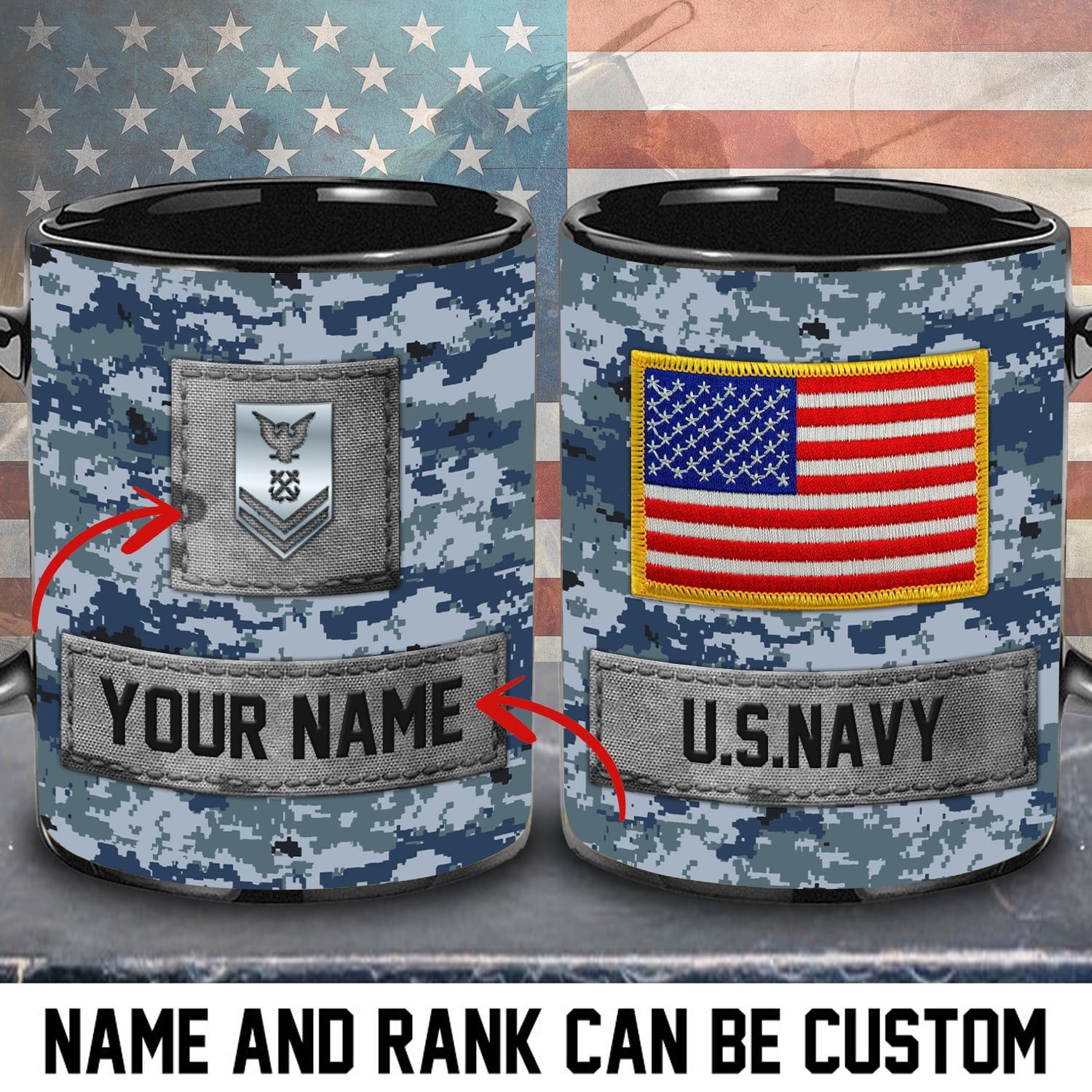 Unique Personalized Name And Rank Veteran U.S Army Mug PVC201001