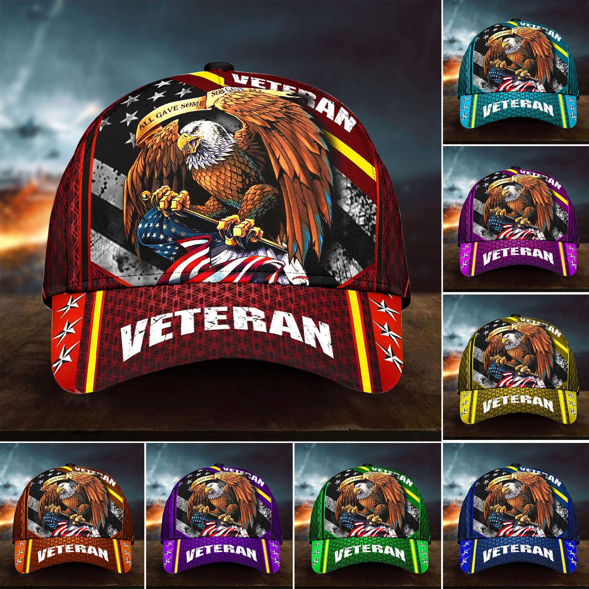 Premium Eagle U.S Veteran Cap 3D Multicolor Personalized