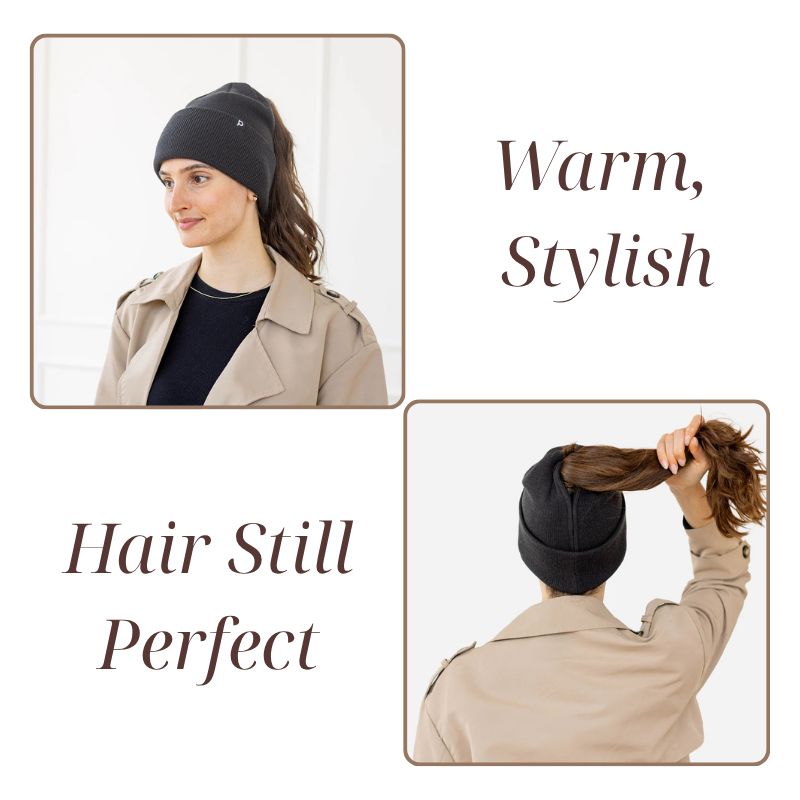 Women’s Winter Beanie with Magnetic Ponytail Opening – Warm & Stylish Knit Hat