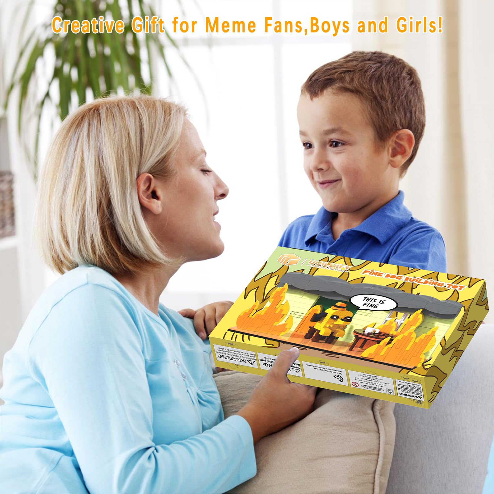 "This is Fine" Meme Dog Set - Fun Building Block Model for Meme Lovers, Gift for Adults and Kids