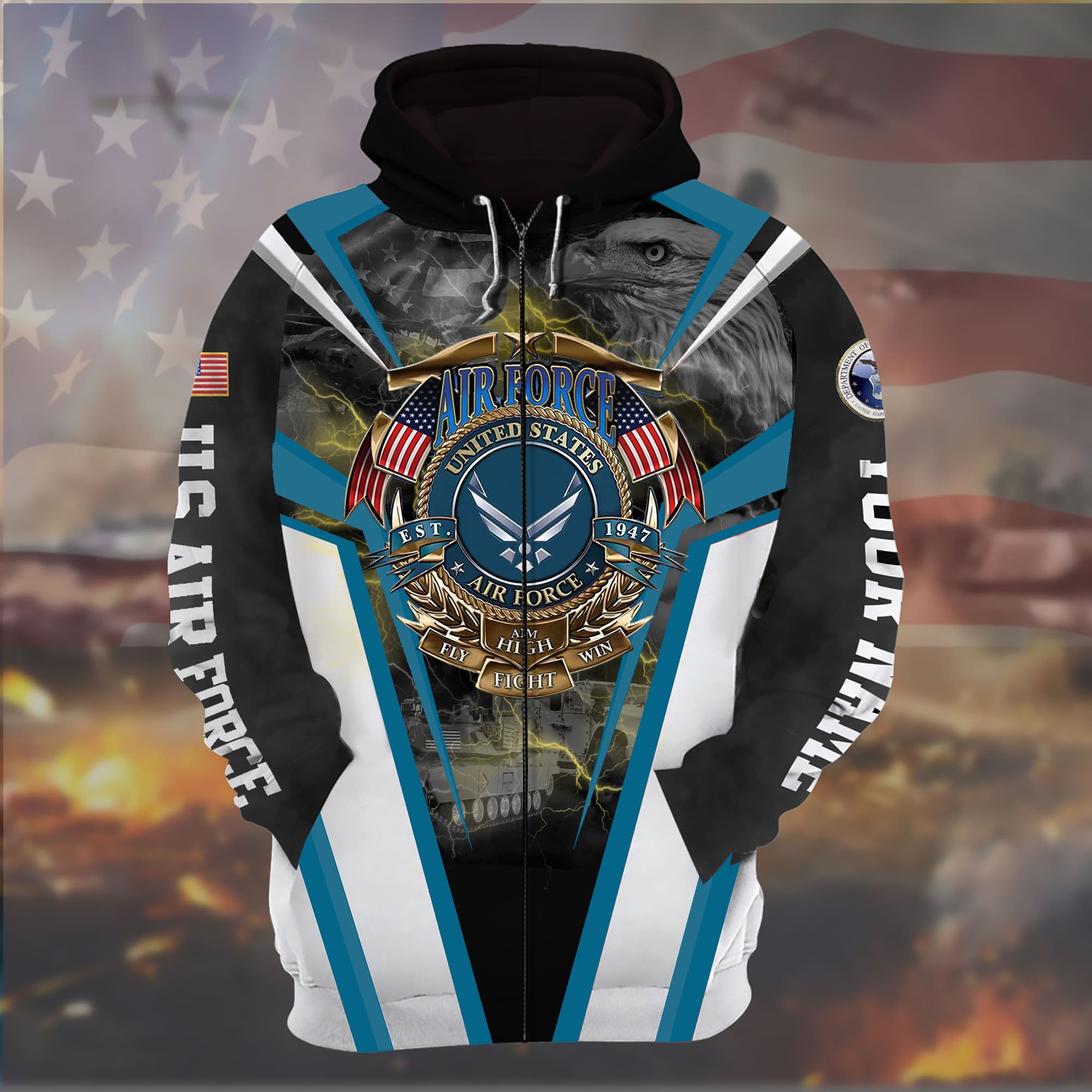 Premium US Military Zip Hoodies Personalized | Brosvet