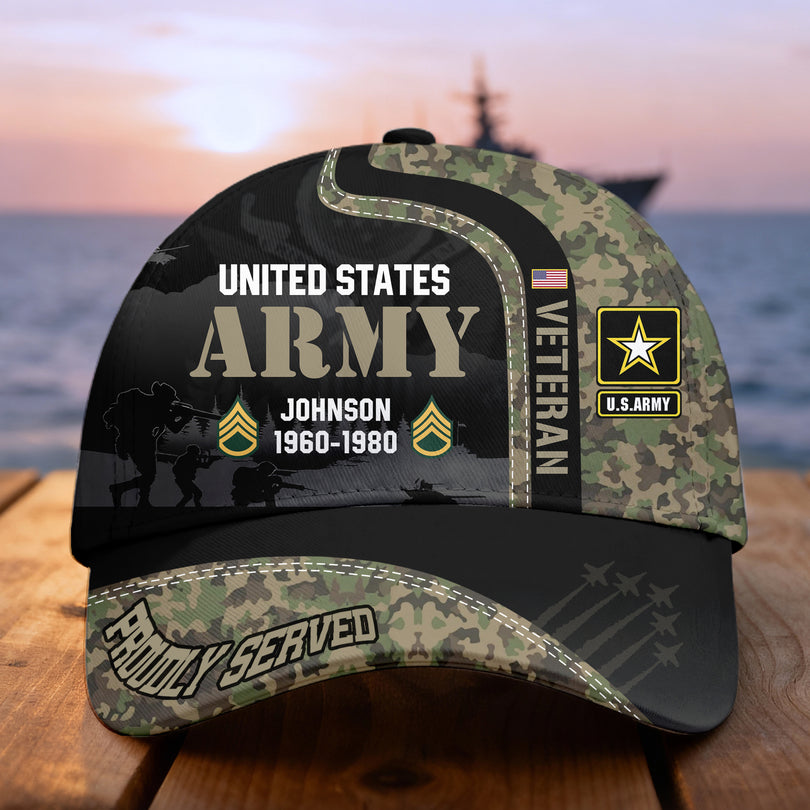 Custom Name & Rank Veterans Baseball Hat Personalized  Men’s Cap Great Gift for Veterans Day Memorial Day cap28102502