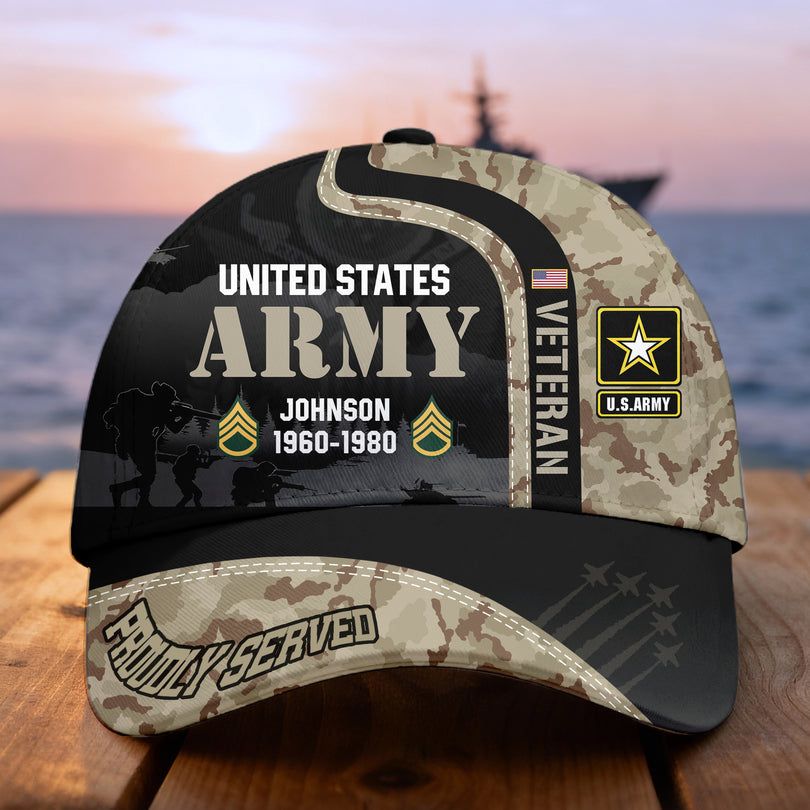 Custom Name & Rank Veterans Baseball Hat Personalized  Men’s Cap Great Gift for Veterans Day Memorial Day cap28102502